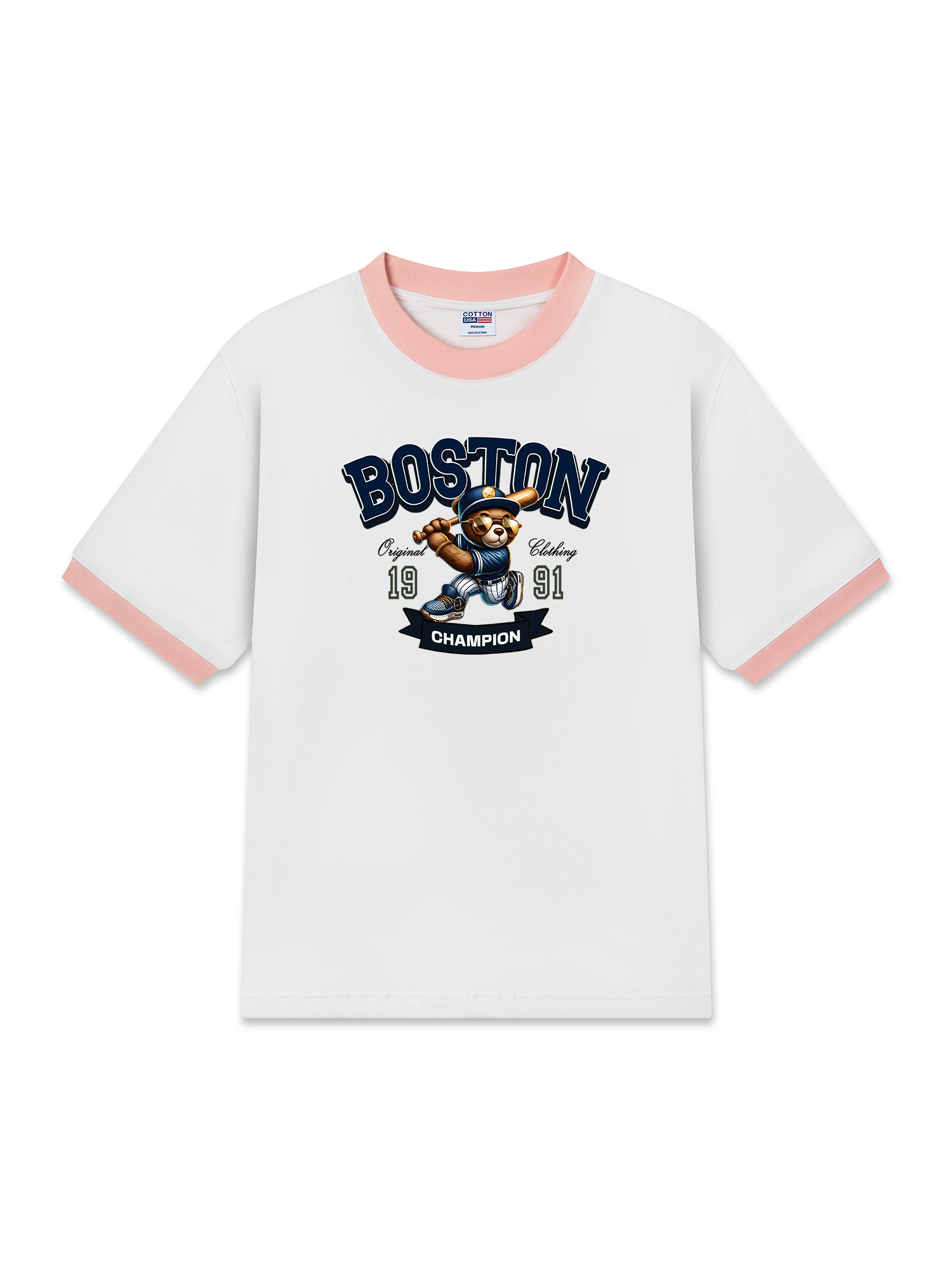 Áo Thun Ringer Relaxed Fit Baseball Boston Teddy