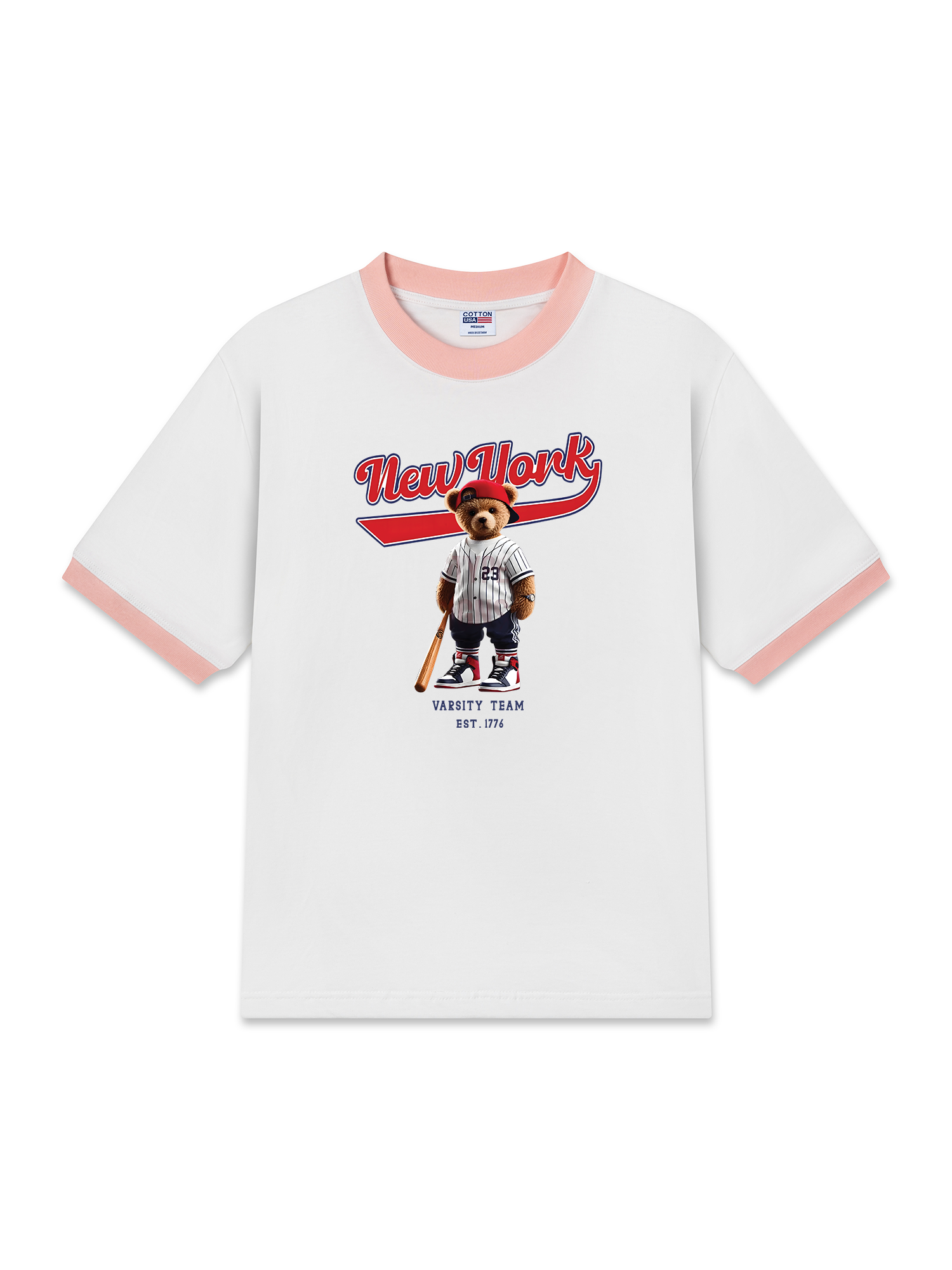Áo Thun Ringer Relaxed Fit Baseball New York Teddy