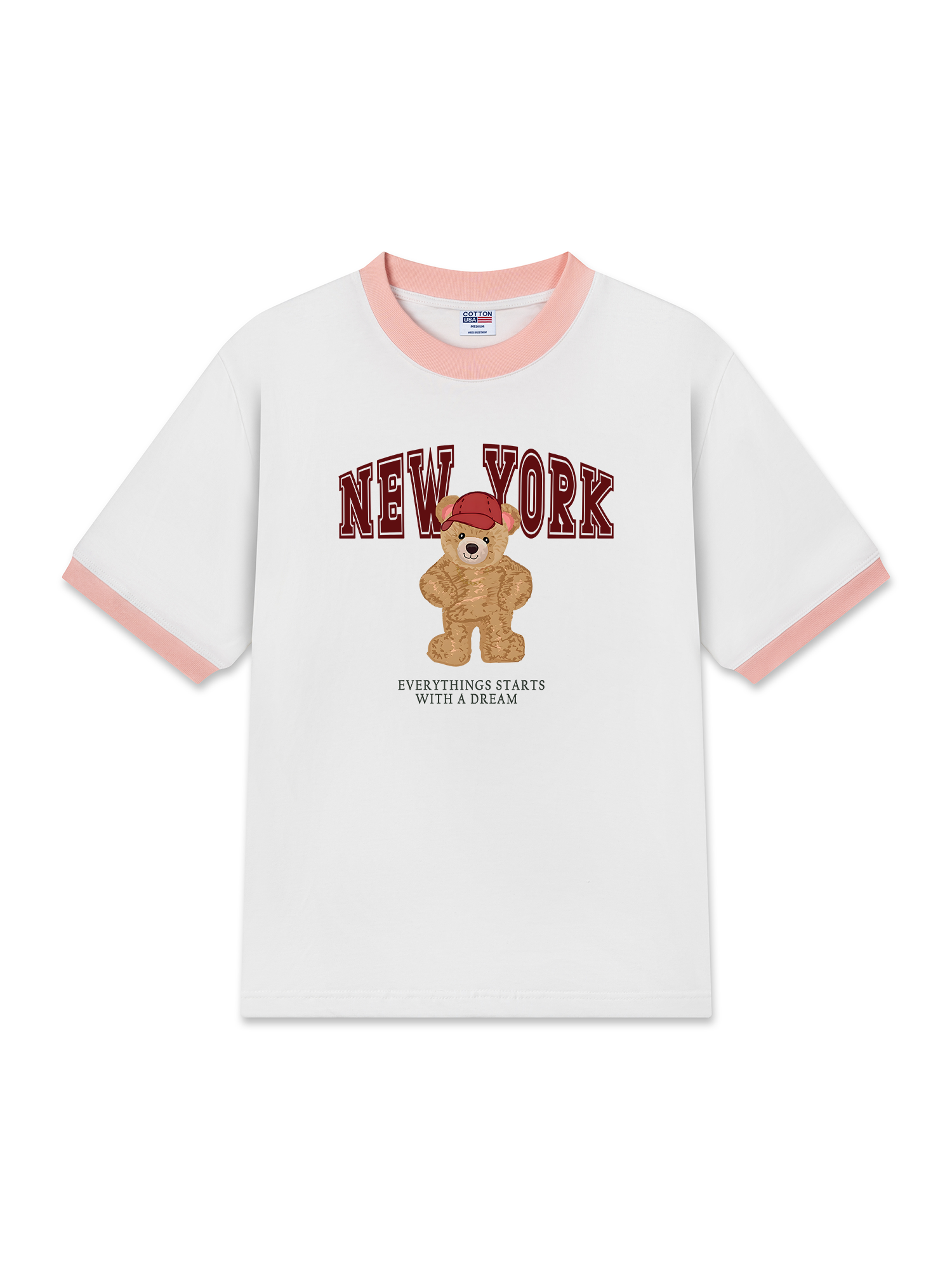 Áo Thun Ringer Relaxed Fit City New York Red Bear