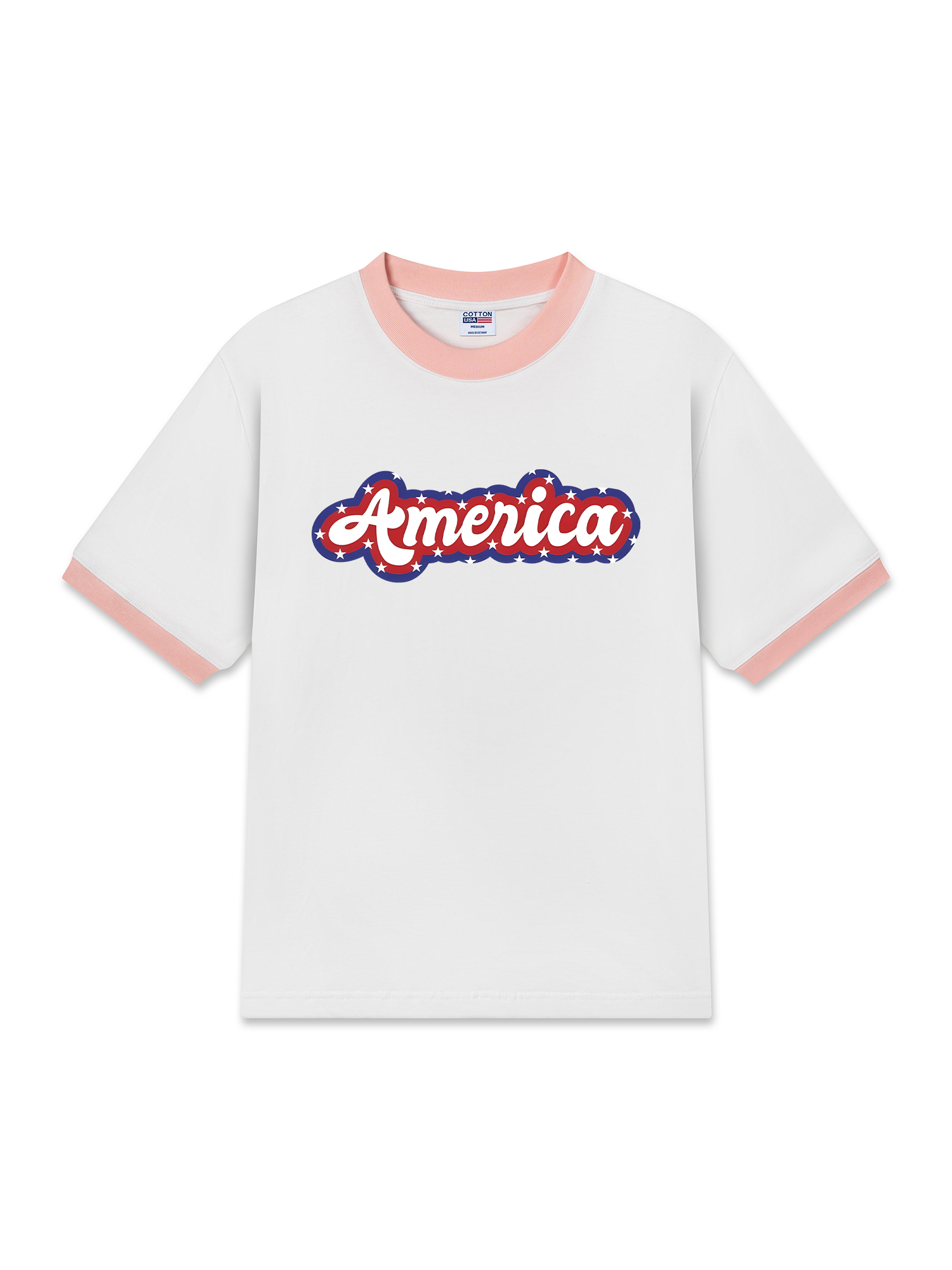 Áo Thun Ringer Relaxed Fit USA Retro Flag America