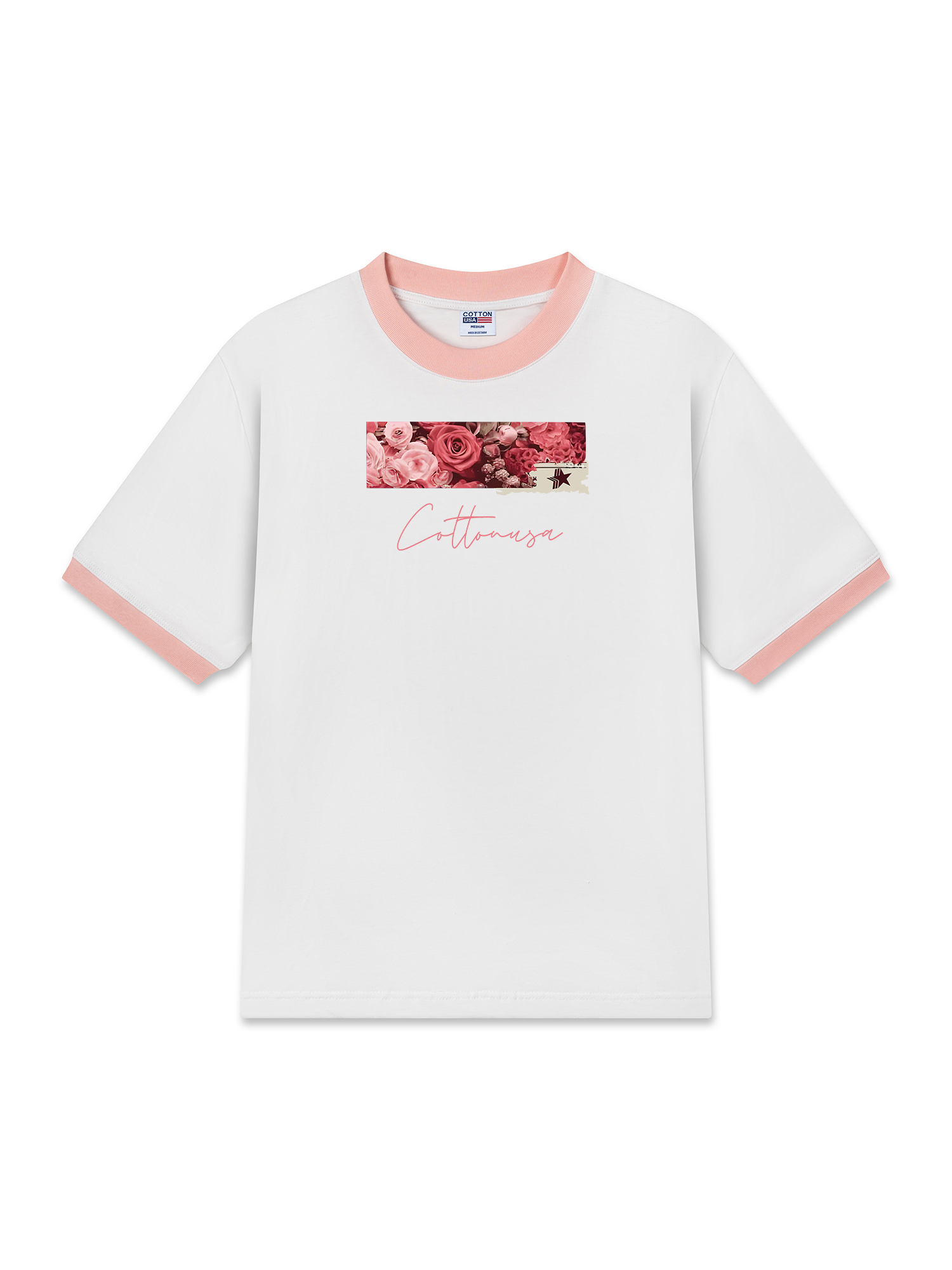 Áo Thun Ringer Relaxed Fit Trending Floral Cotton Usa