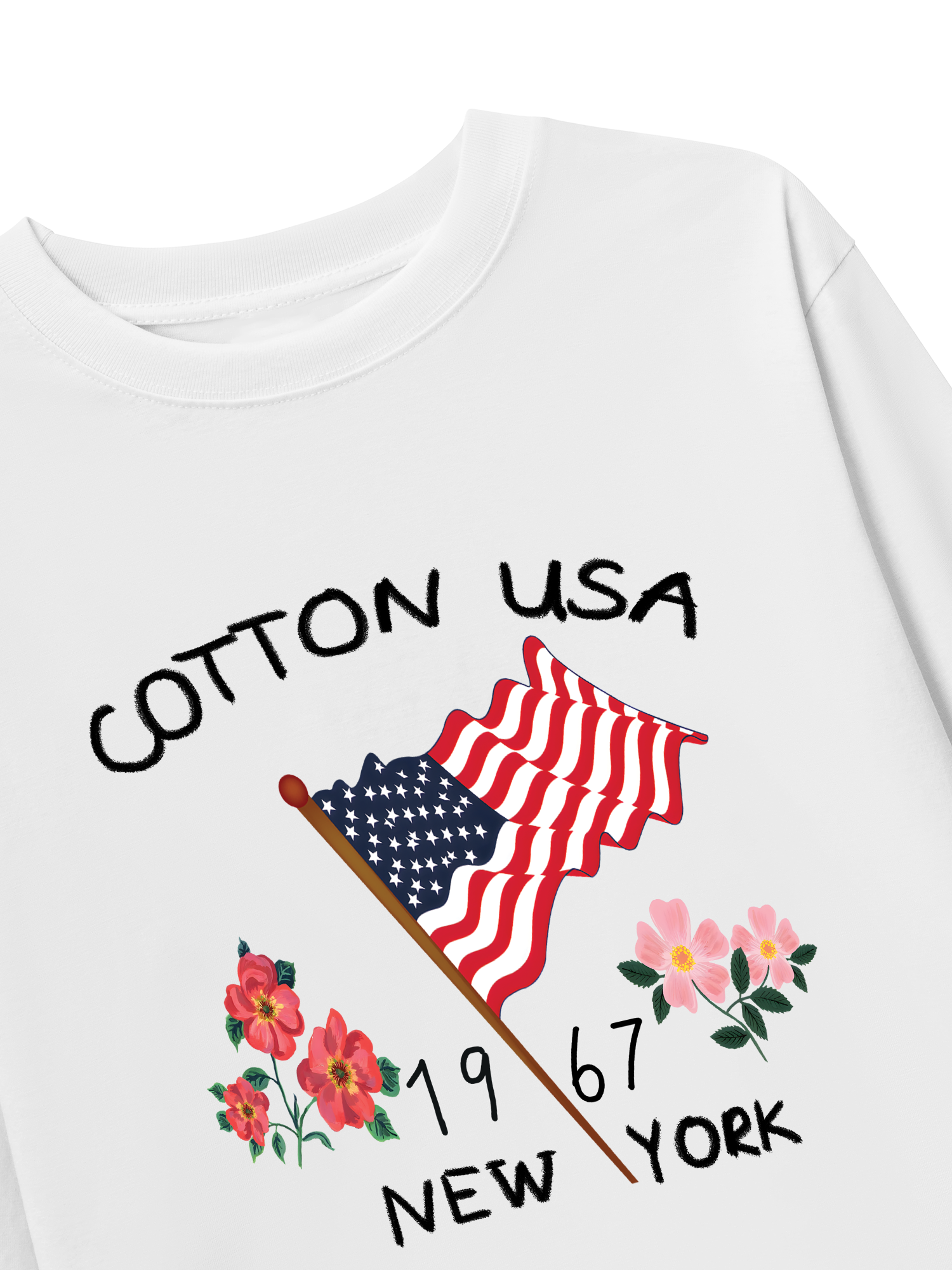 Áo Thun Dài Tay USA Floral Cotton Usa