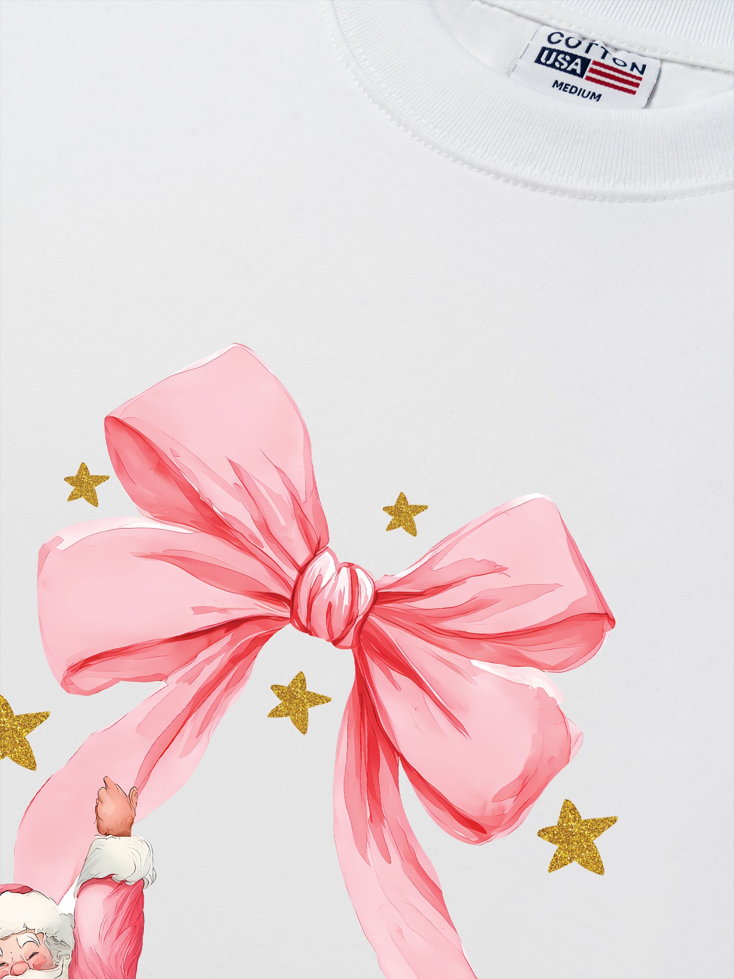 Áo Thun Relaxed Fit Xmas Pink Bow With Santa