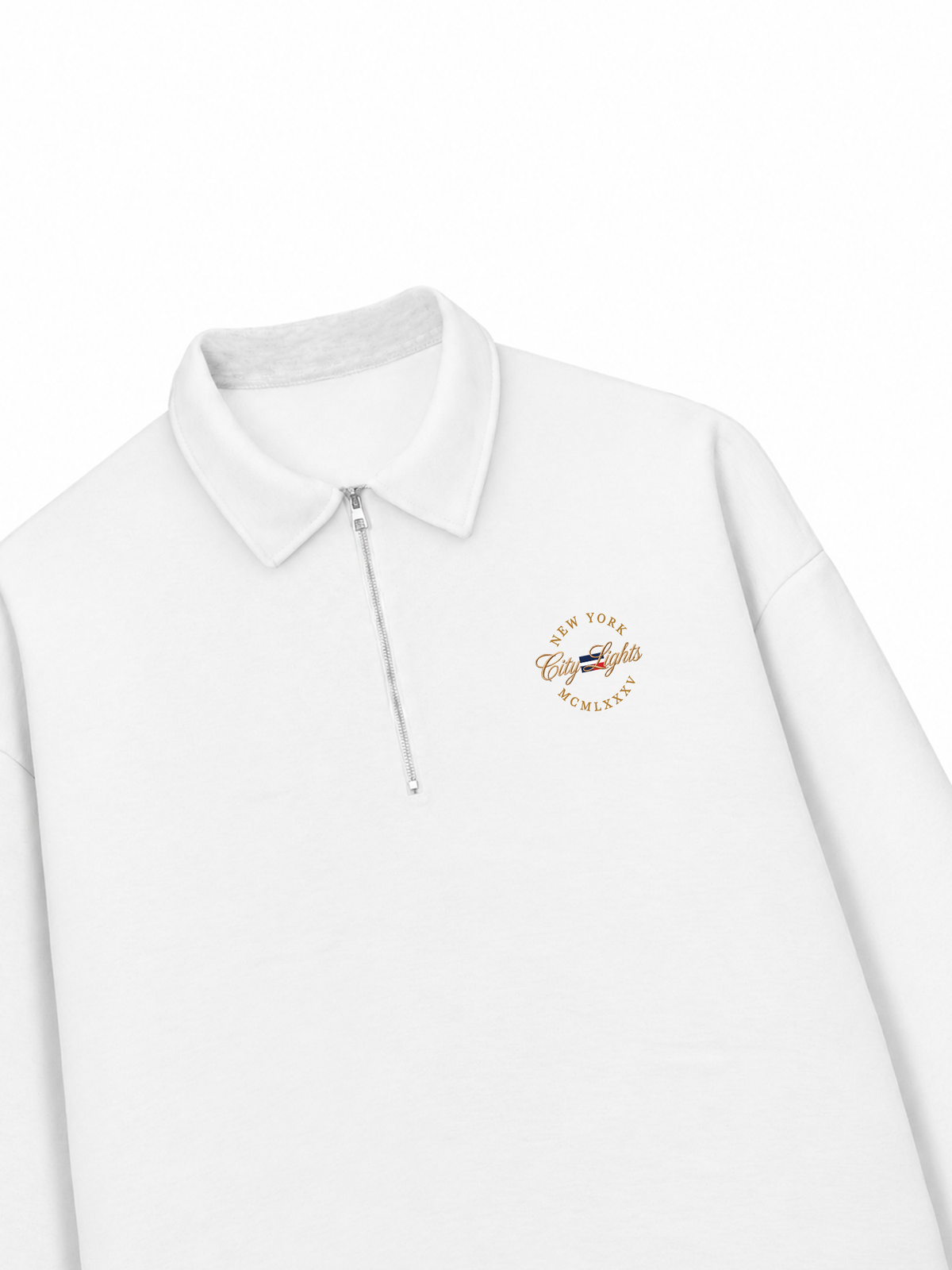 Áo Sweater Polo Nỉ Hai Da City Lights New York