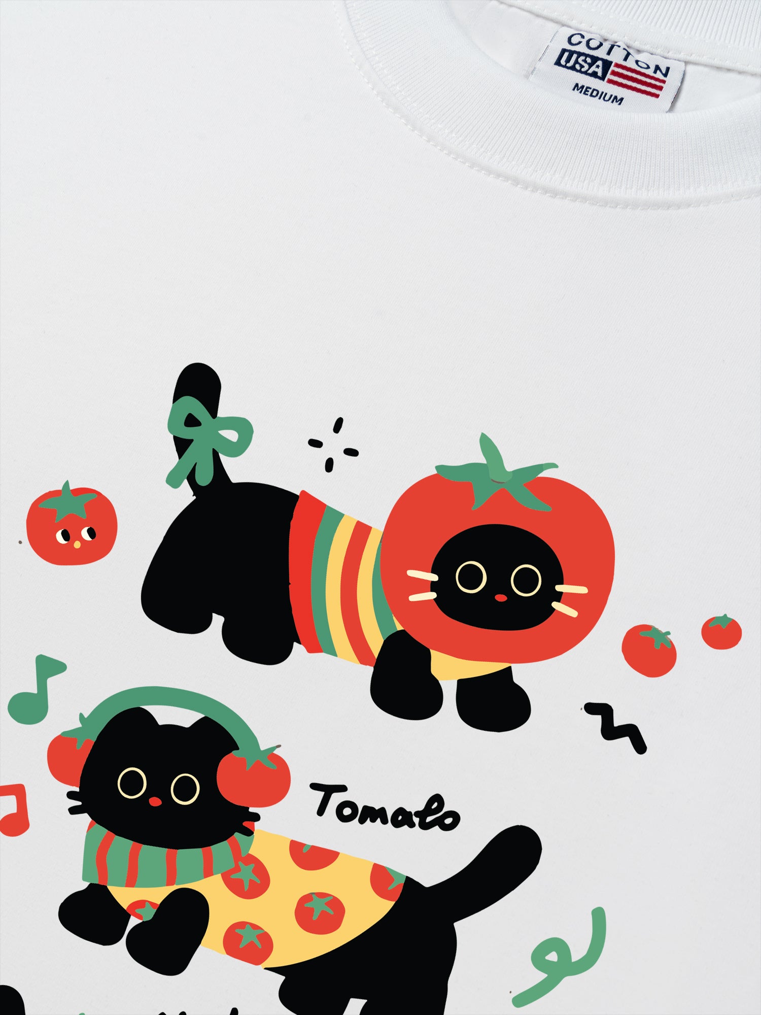 Áo Thun Relaxed Fit Winter Cute Black Cat