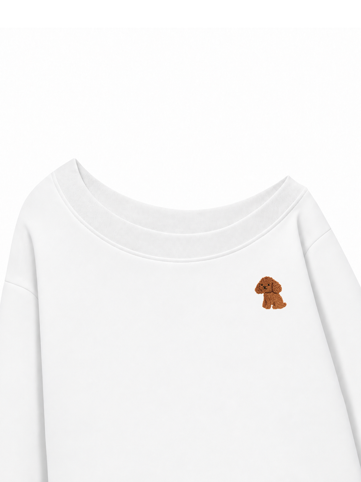 Áo Sweater Lệch Vai Nỉ Hai Da Cute Brown Puppy