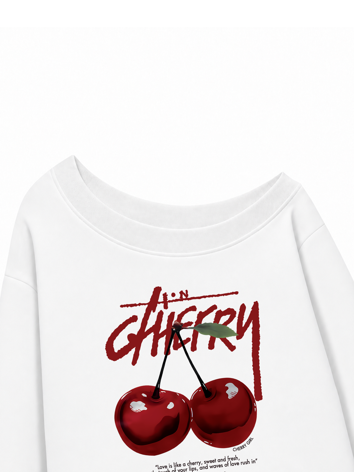 Áo Sweater Lệch Vai Nỉ Hai Da Cherry X Cotton USA Love