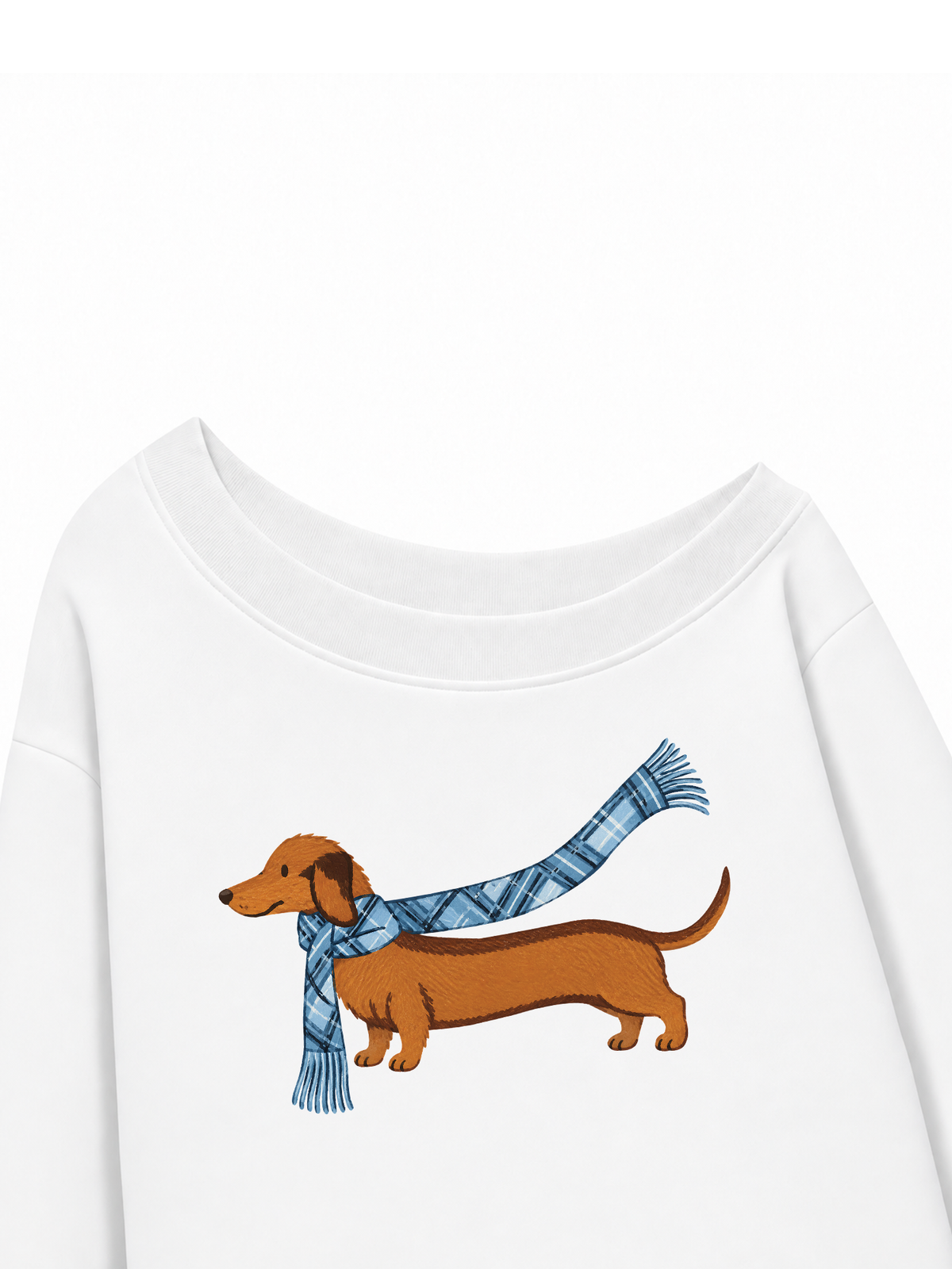Áo Sweater Lệch Vai Nỉ Hai Da Blue Plaid Outfit Puppy