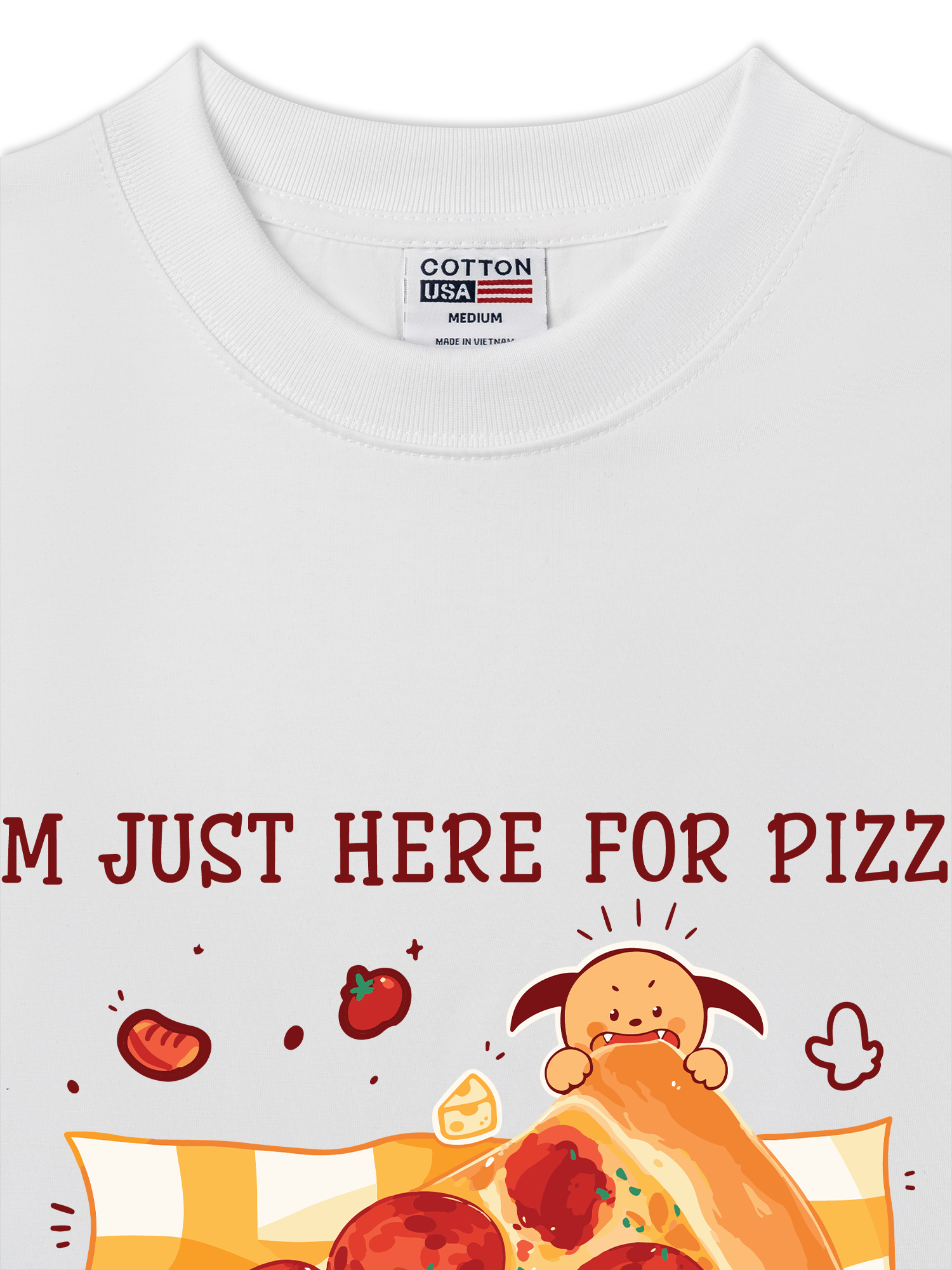 Áo Thun Relaxed Fit Yummy Mood I Just Here For Pizza