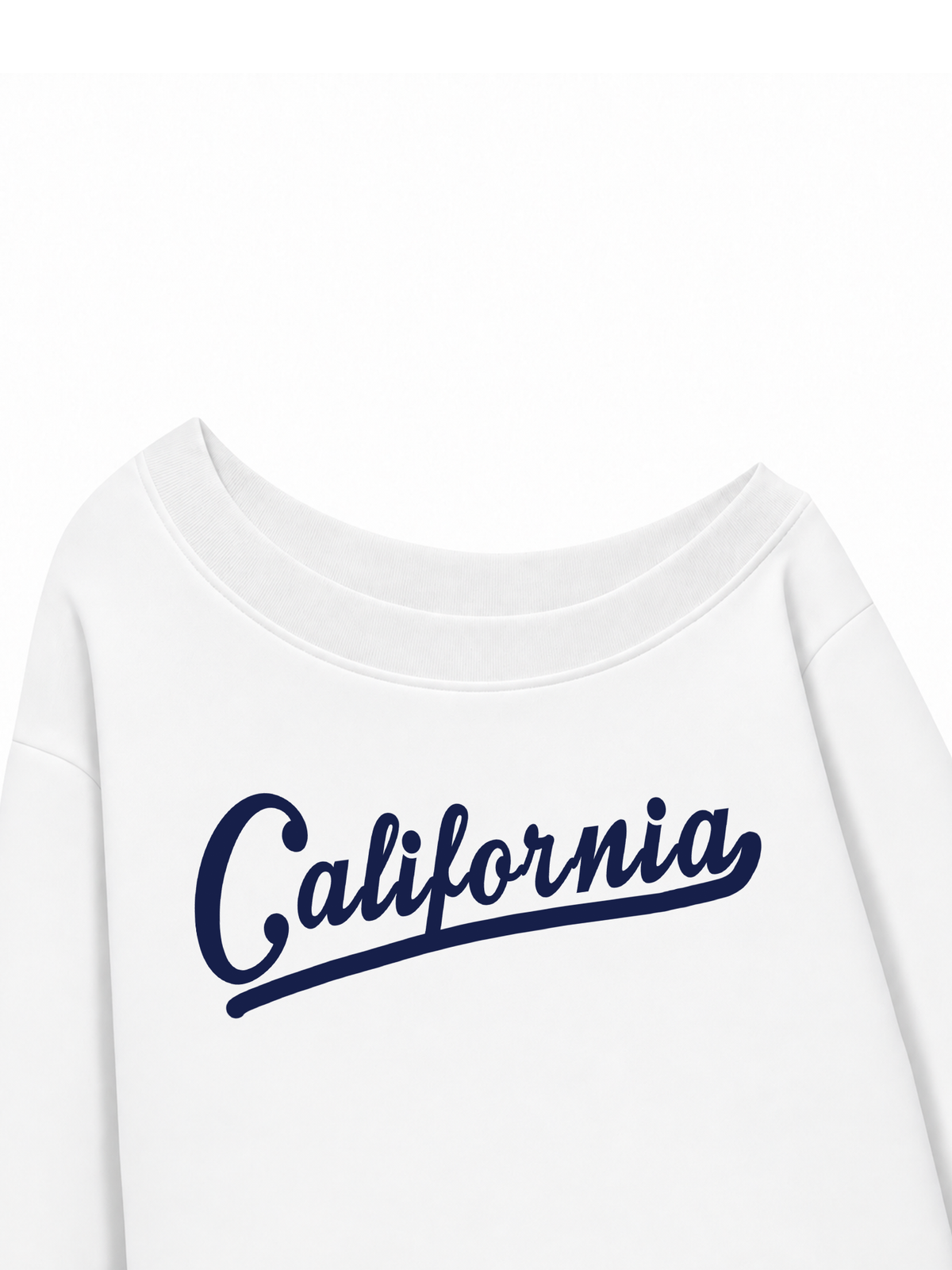 Áo Sweater Lệch Vai Nỉ Hai Da USA Califorinia Blue