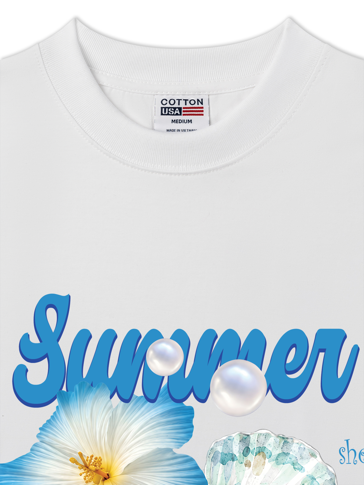 Áo Thun Relaxed Fit Tshirt Tropical Summer, Shell, Starfish