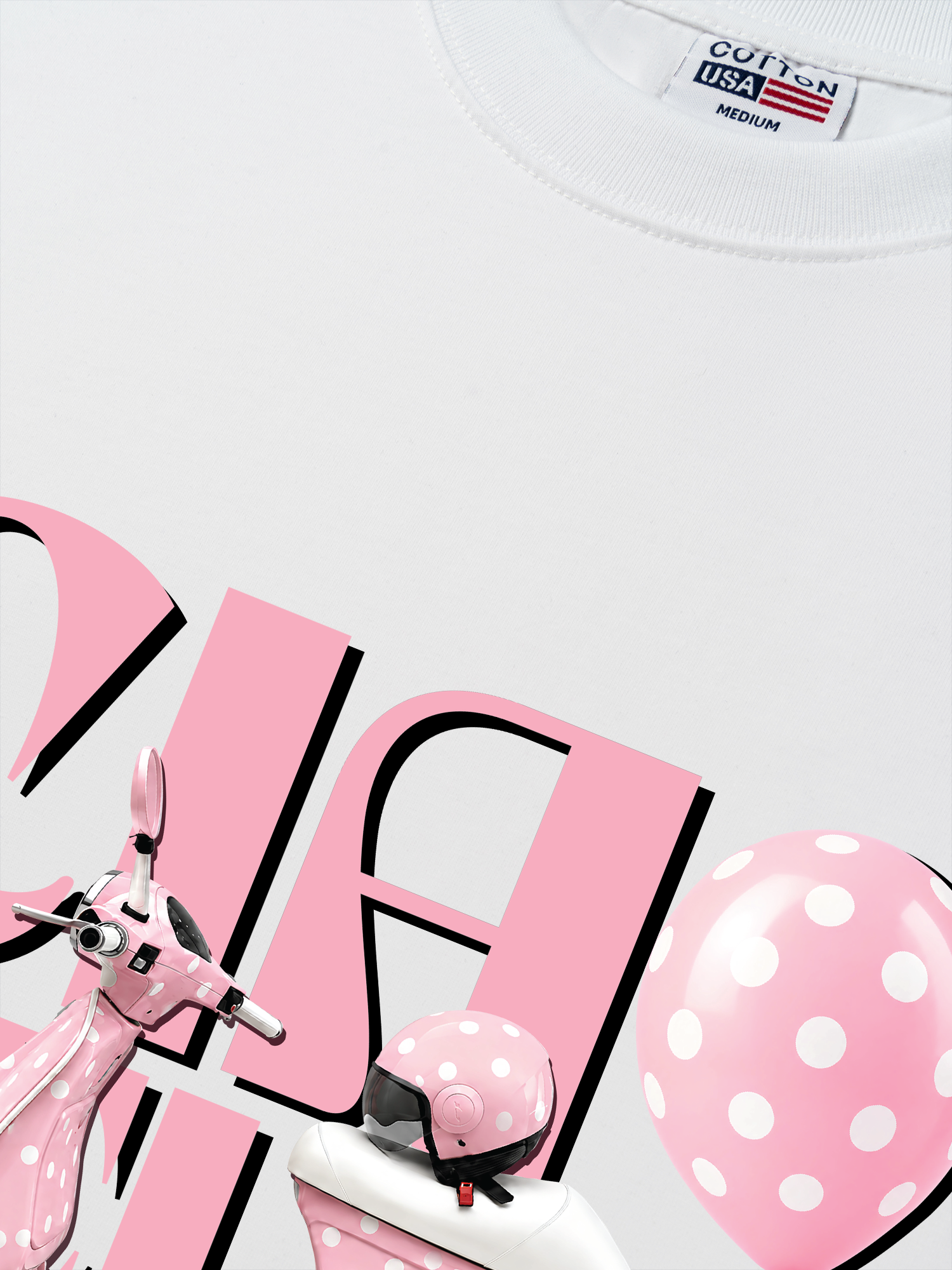 Áo Thun Relaxed Fit Motobike Pink Ciao Bella