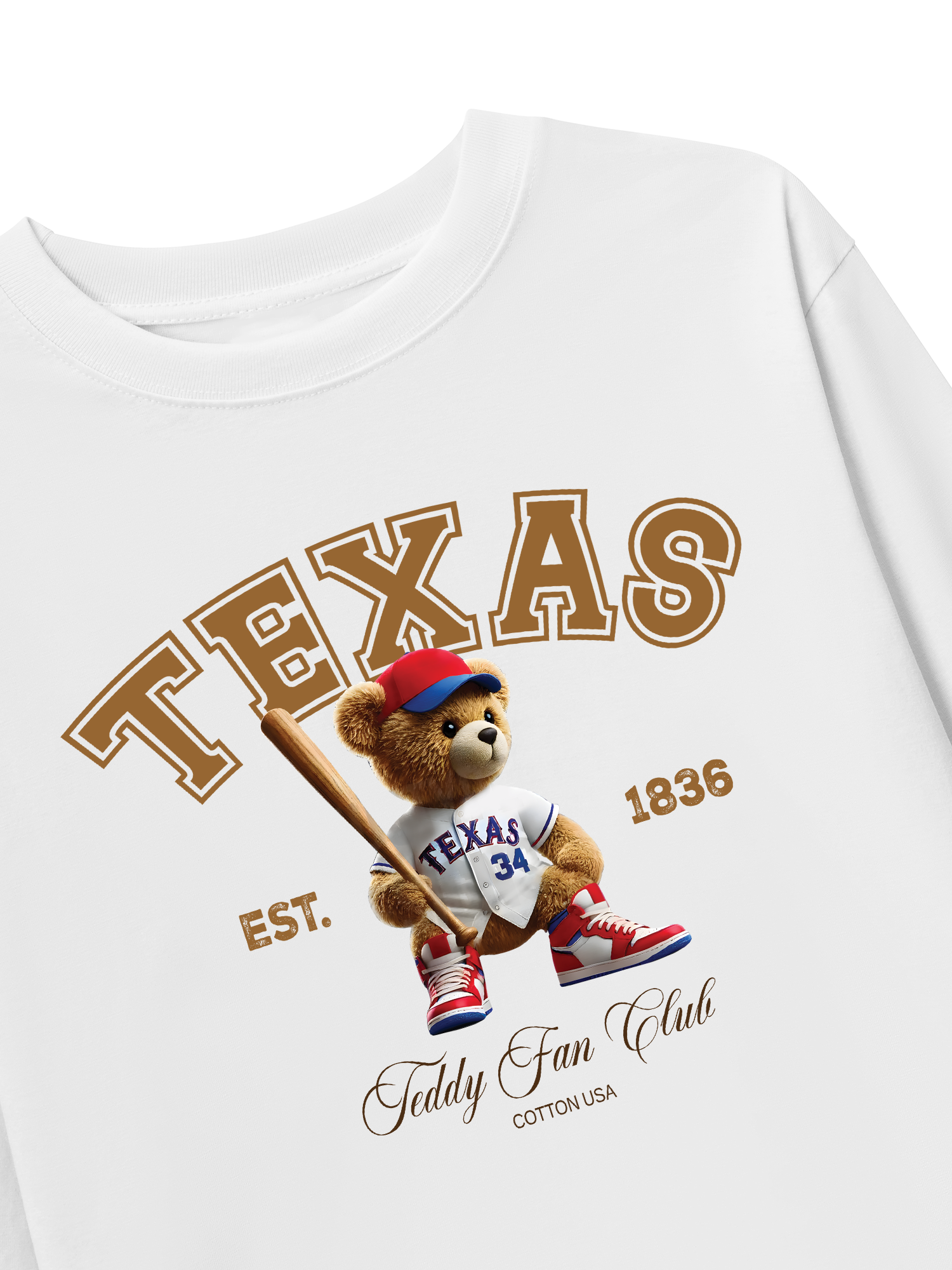 Áo Thun Dài Tay Baseball Texas Teddy Fan Club