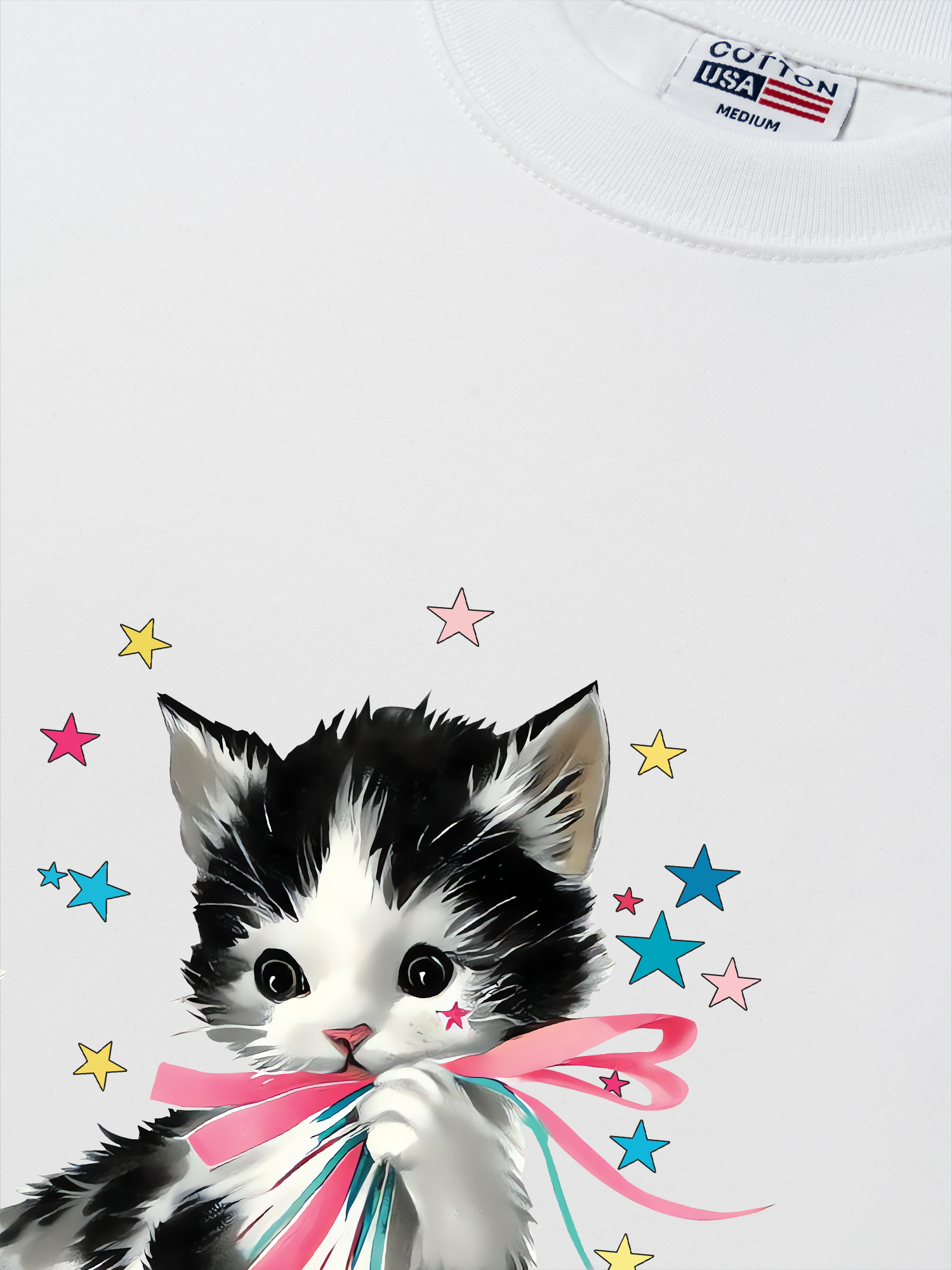 Áo Thun Relaxed Fit Soft Paw Cute Cat With Star