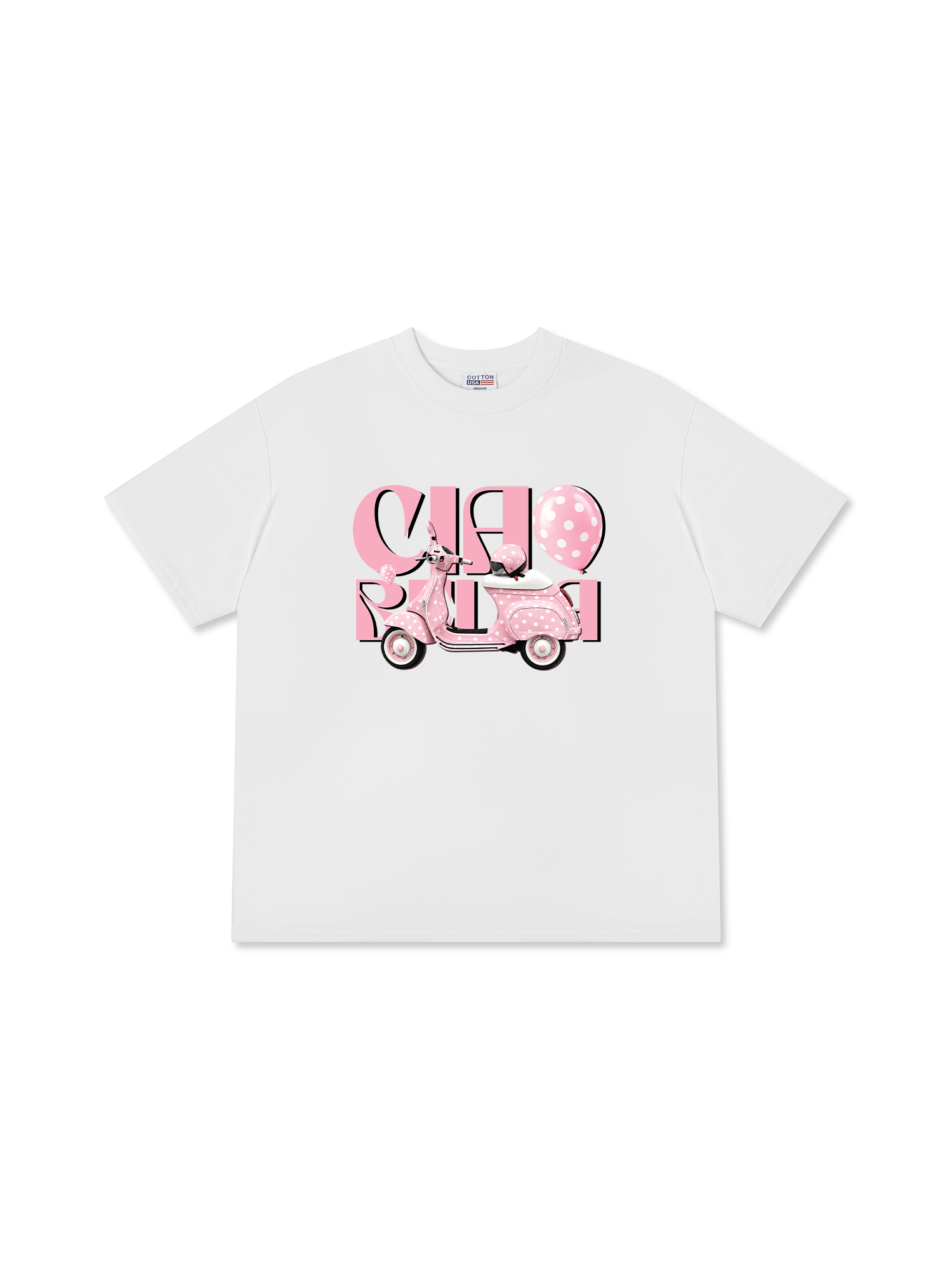 Áo Thun Relaxed Fit Motobike Pink Ciao Bella