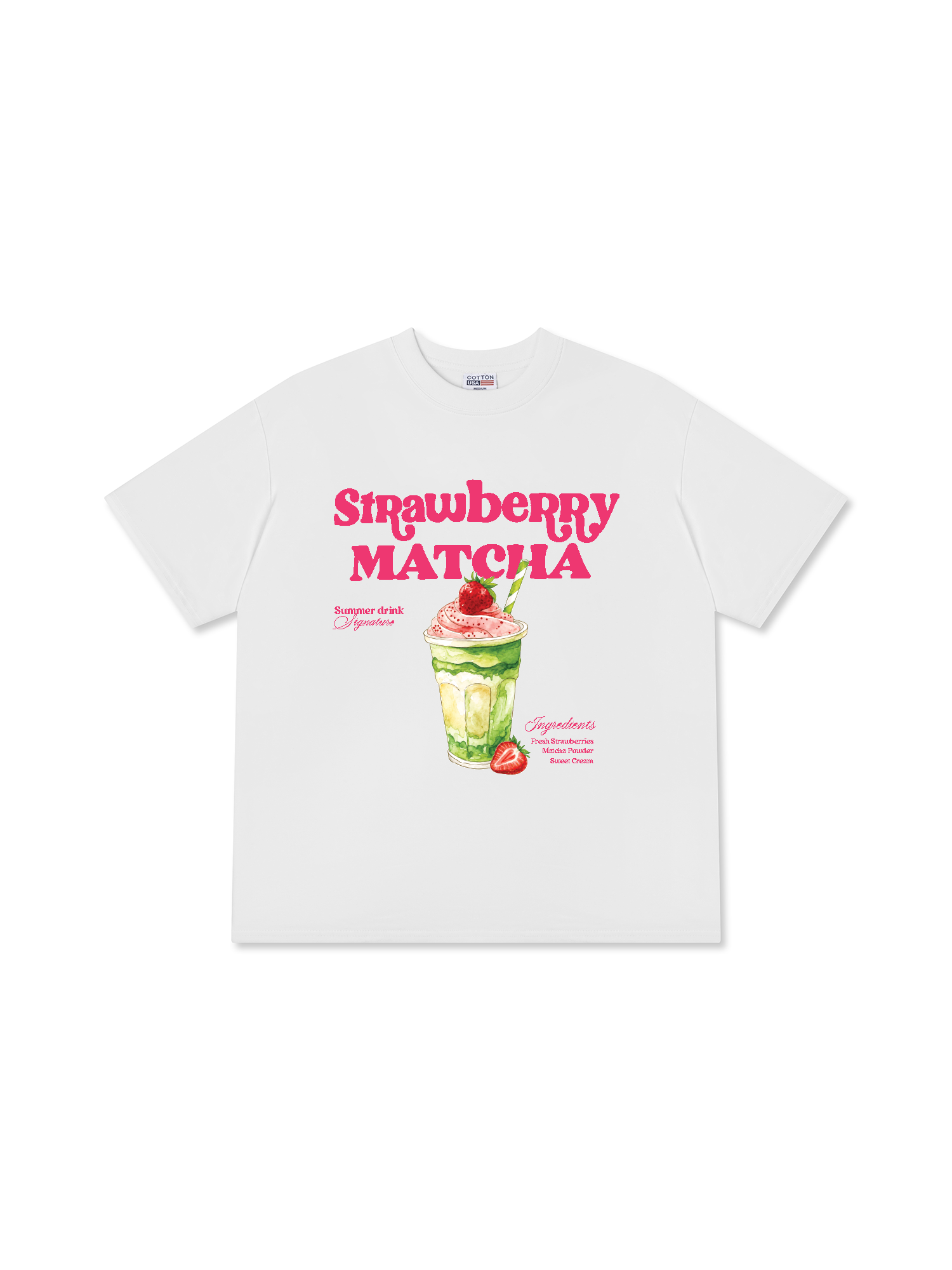 Áo Thun Relaxed Fit Daily Cup Strawberry Matcha