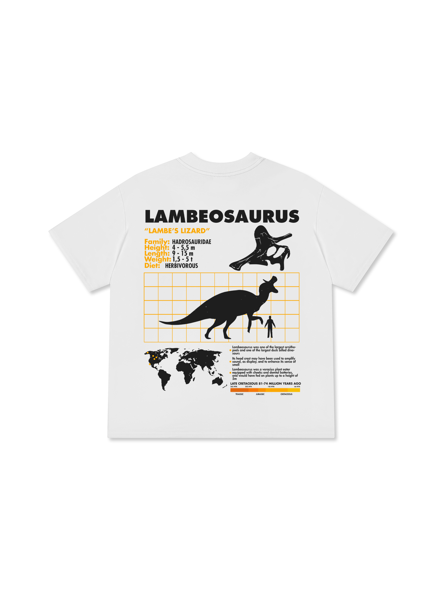 Áo Thun Relaxed Fit Wild Life Analysis Table Lambeosaurus
