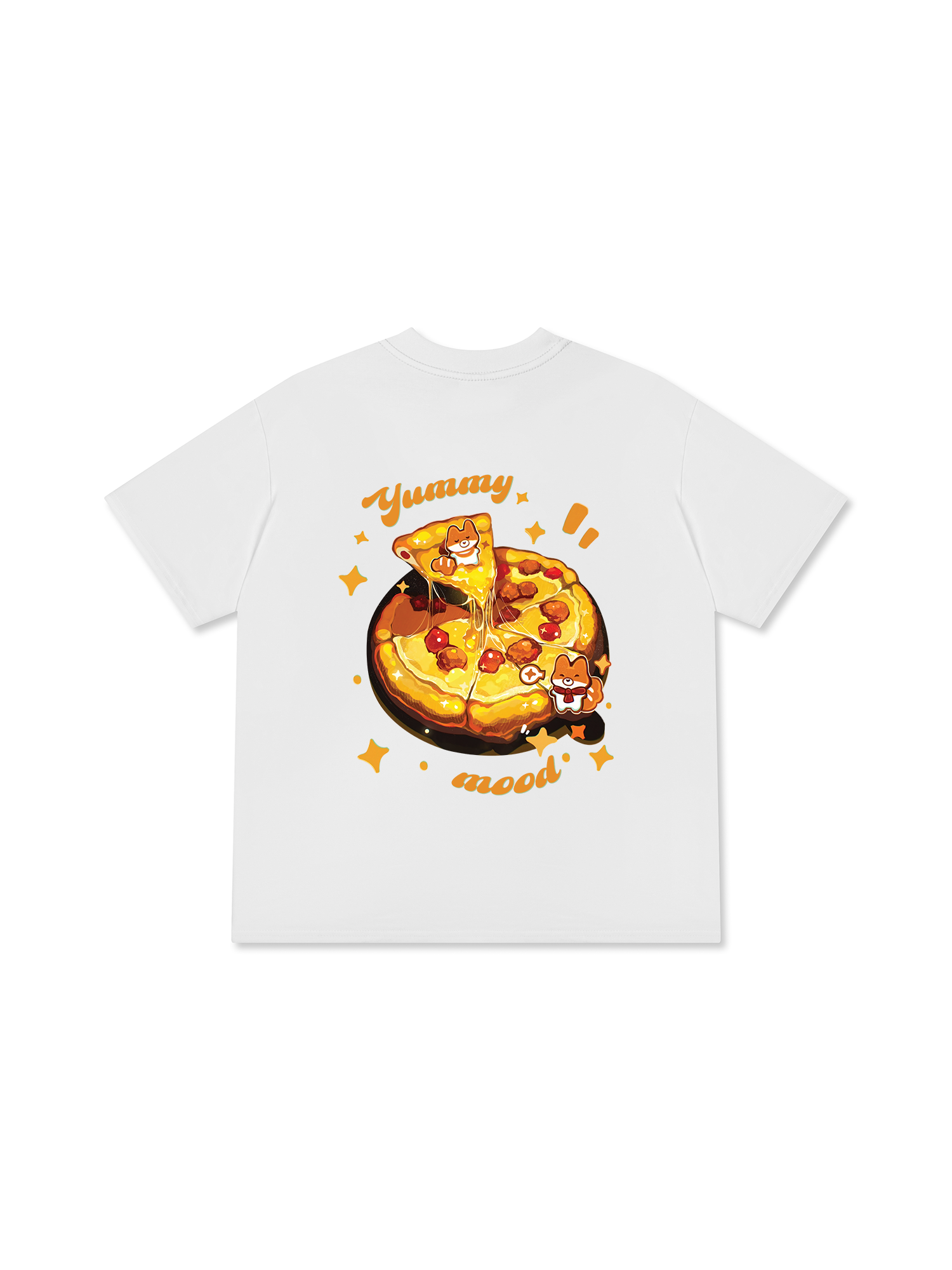 Áo Thun Relaxed Fit Yummy Mood Cute Puppy Pizza
