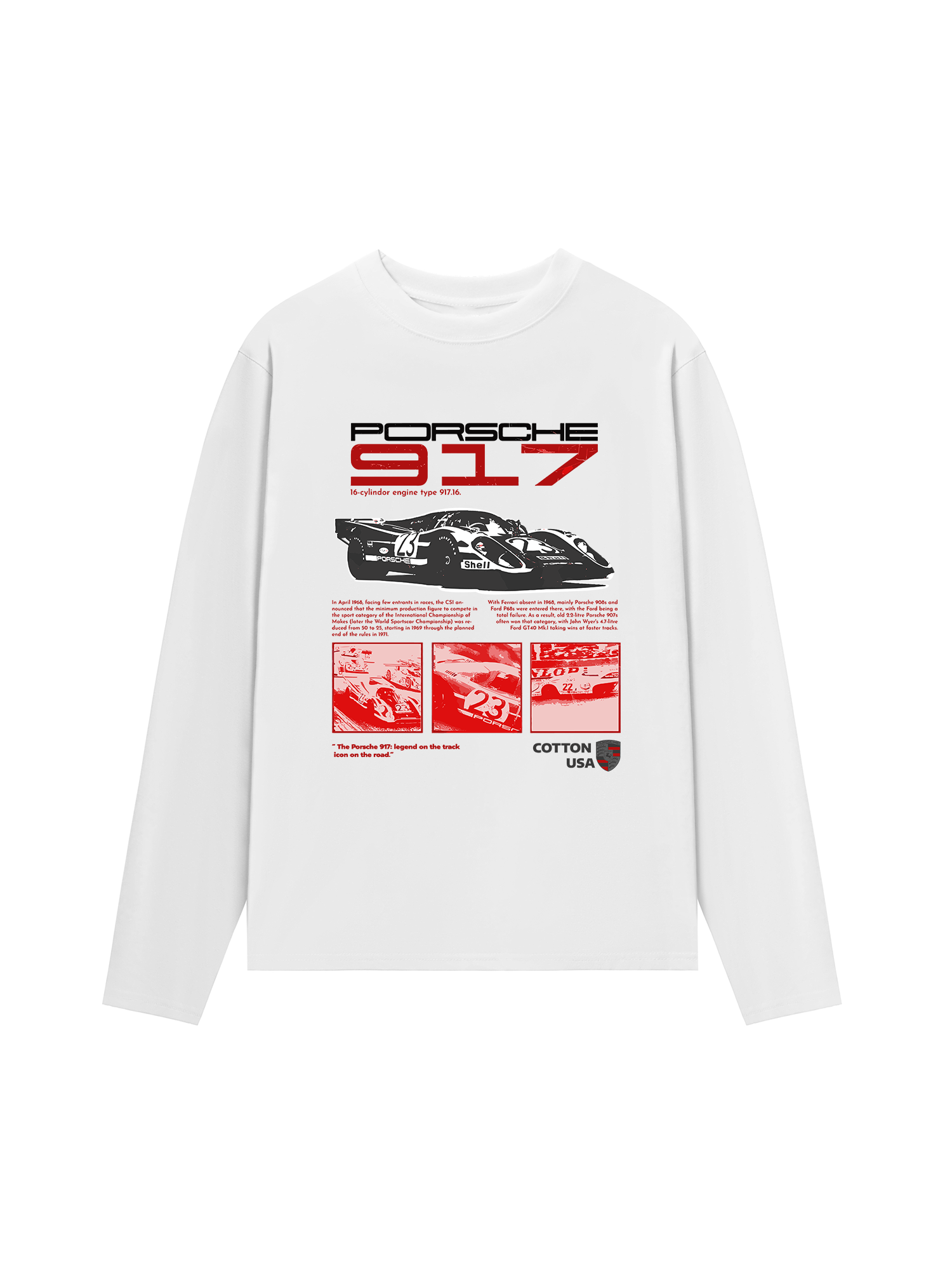 Áo Thun Dài Tay Porsche 917 16-Cylindor