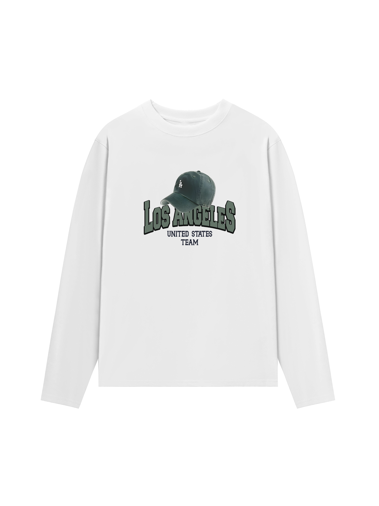 Áo Thun Dài Tay USA Los Ageles Green Hat