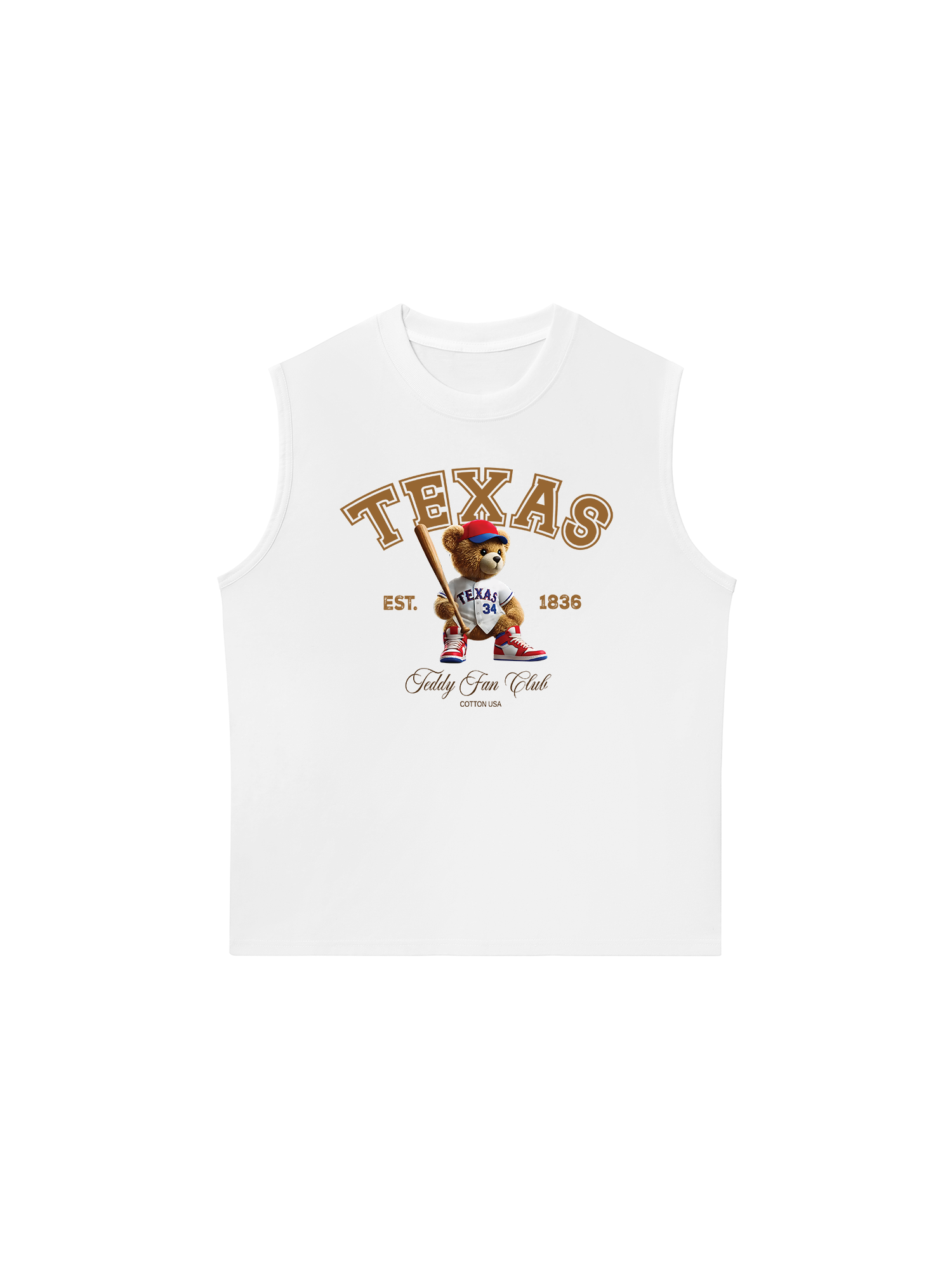 Áo Ba Lỗ Relaxed Fit Baseball Texas Teddy Fan Club