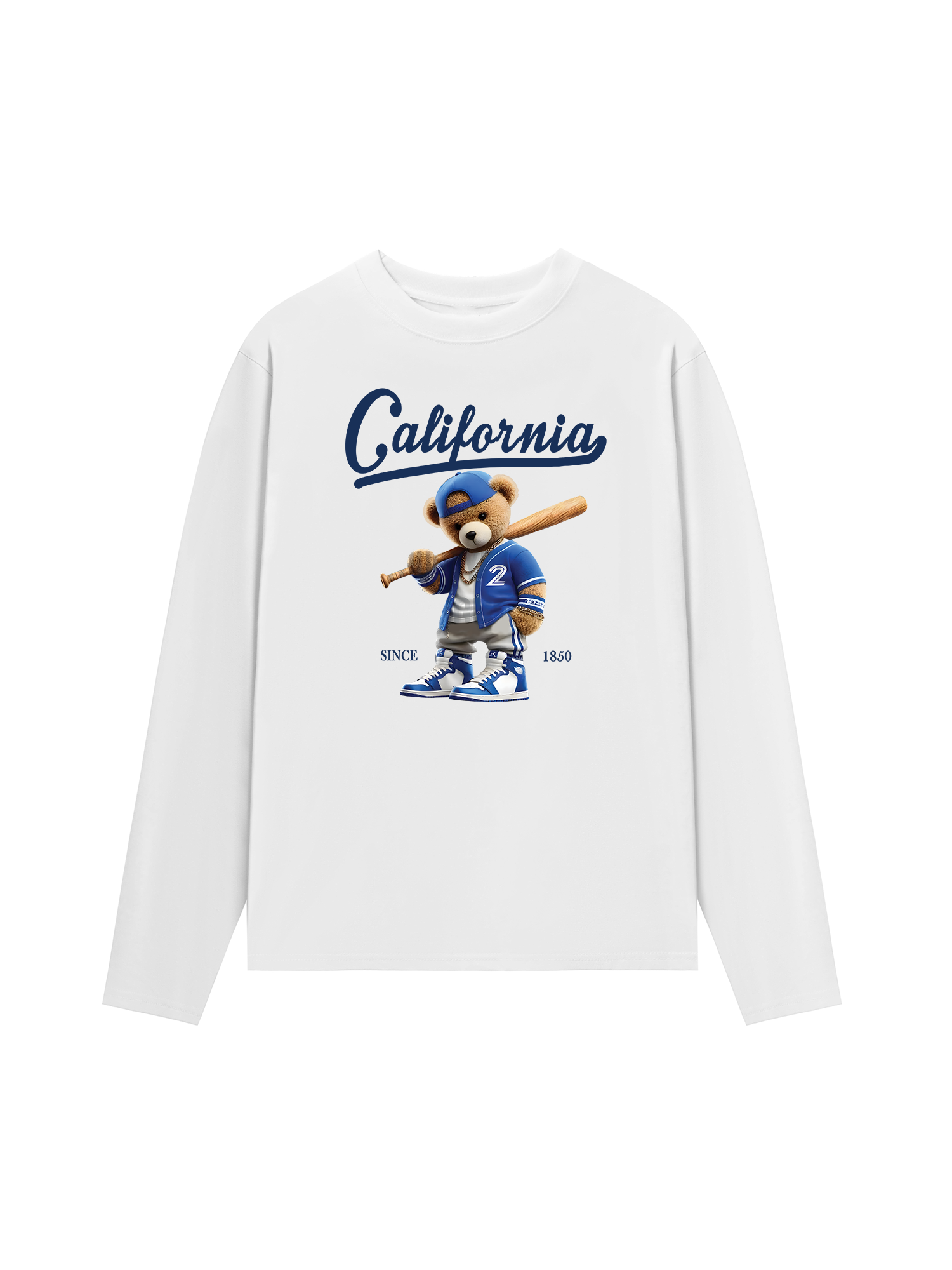 Áo Thun Dài Tay Baseball California Blue Teddy