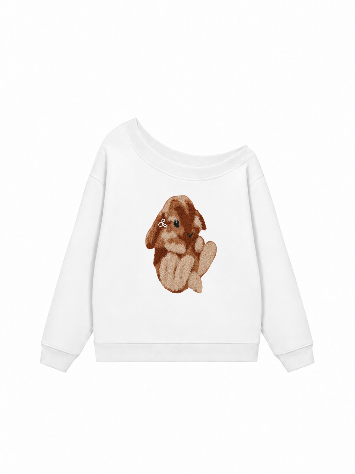 Áo Sweater Lệch Vai Nỉ Hai Da Cute Bunny