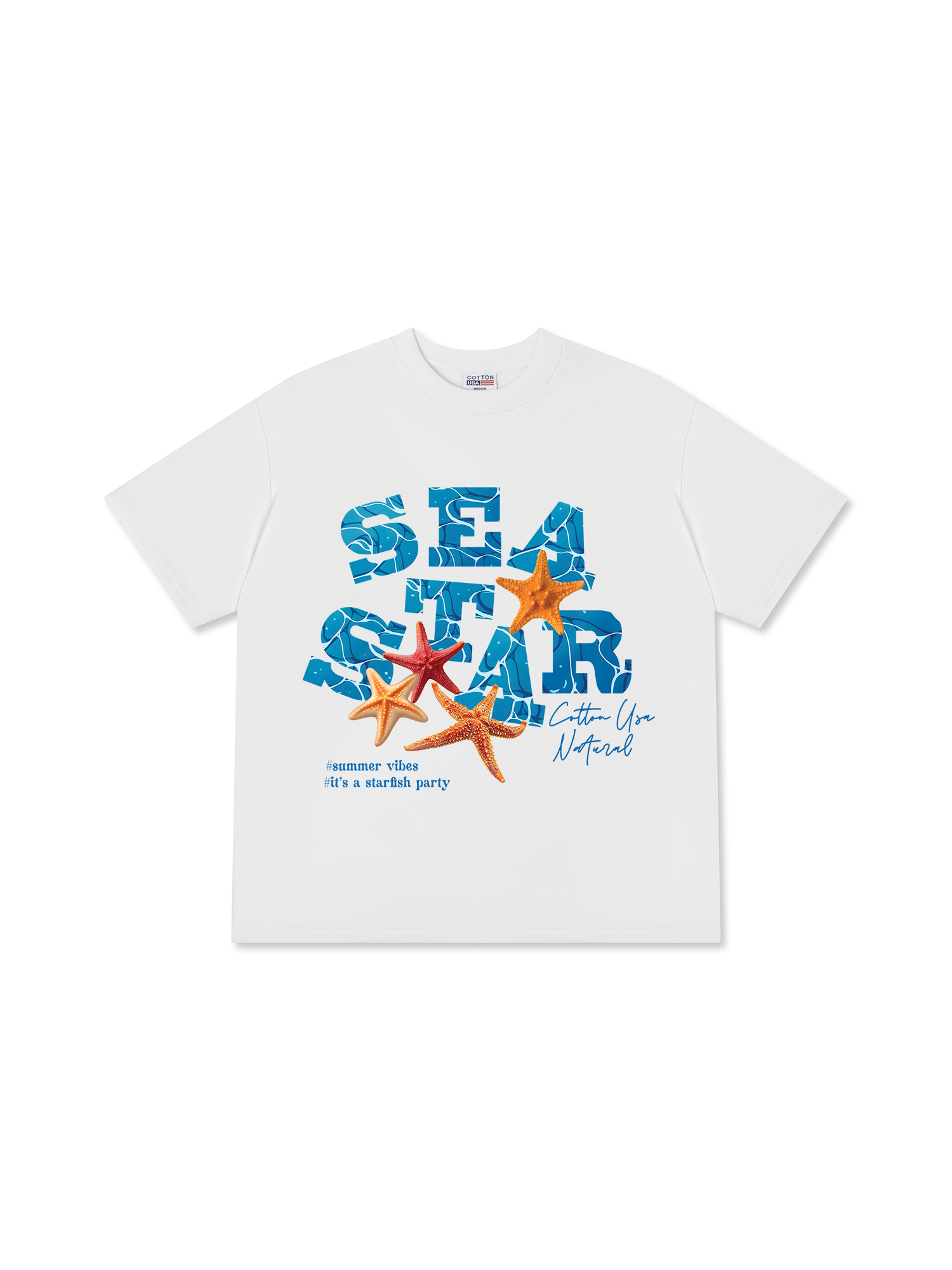 Áo Thun Relaxed Fit Tropical Starfish Parrty Sea Water