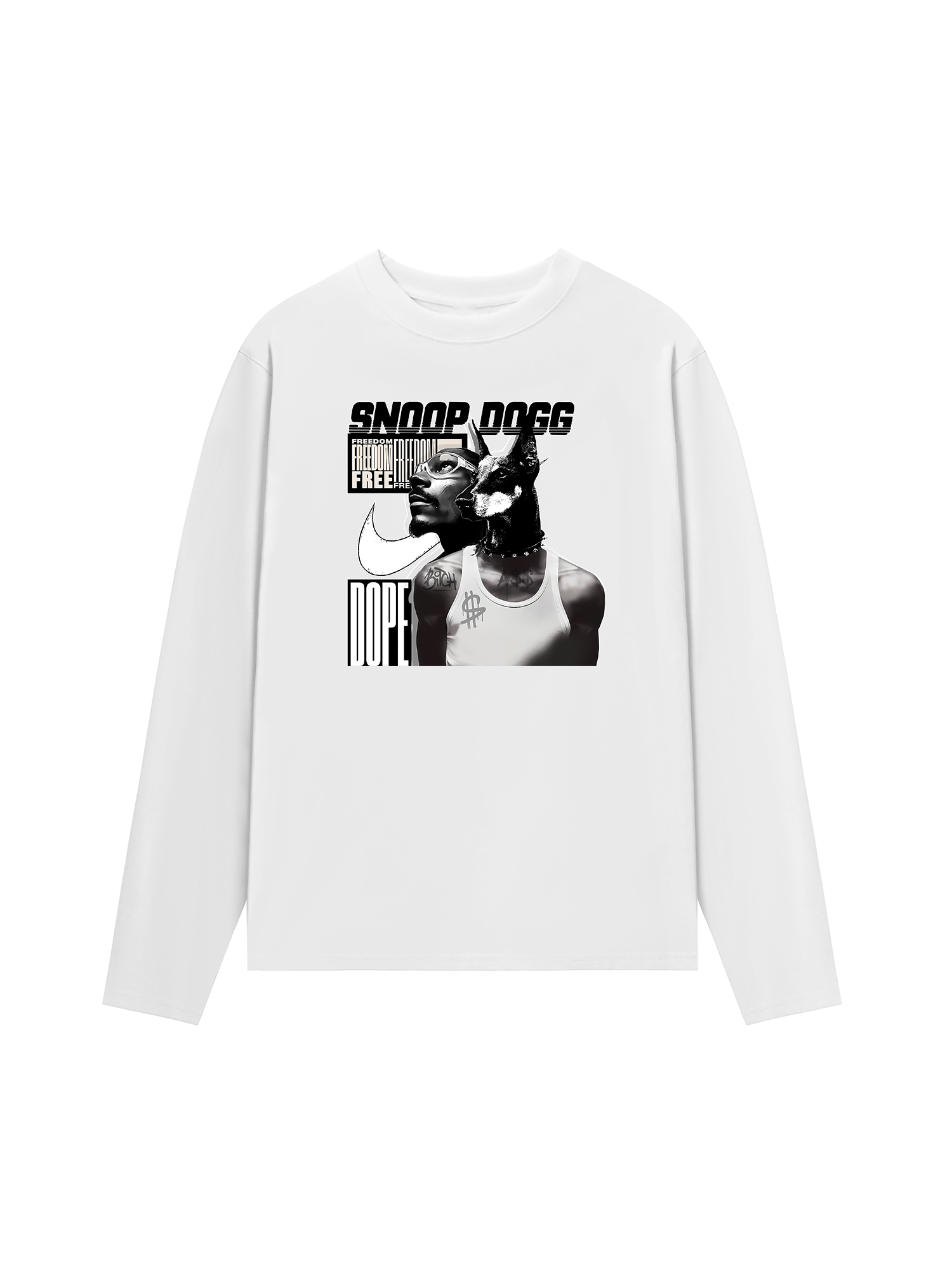 Áo Thun Dài Tay Rapper Black And White Snoop Dog