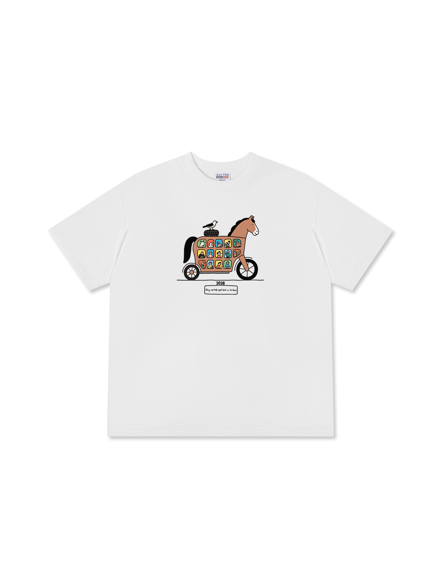 Áo Thun Relaxed Fit Tết Bính Ngọ - Sống Một Kiếp Người Bình An Là Được