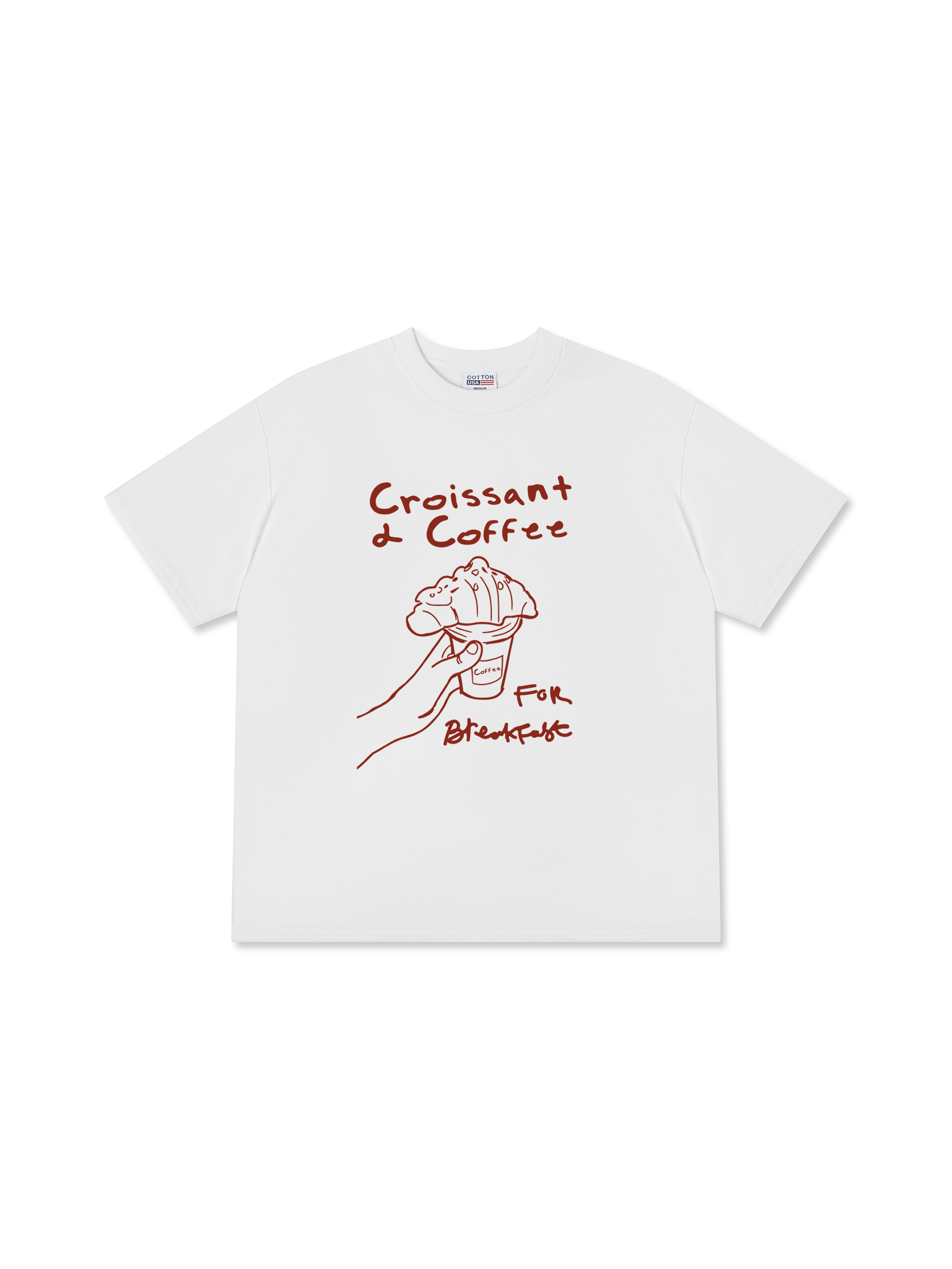 Áo Thun Relaxed Fit Daily Cup Croissant & Coffee For Breakfast