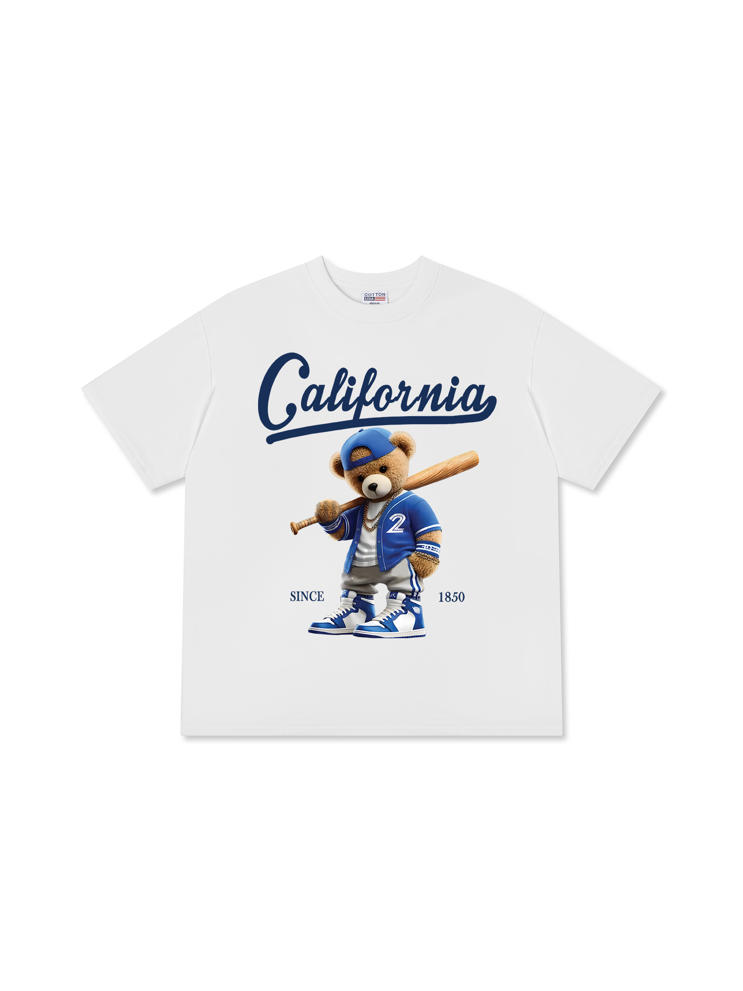 Áo Thun Relaxed Fit Baseball California Blue Teddy