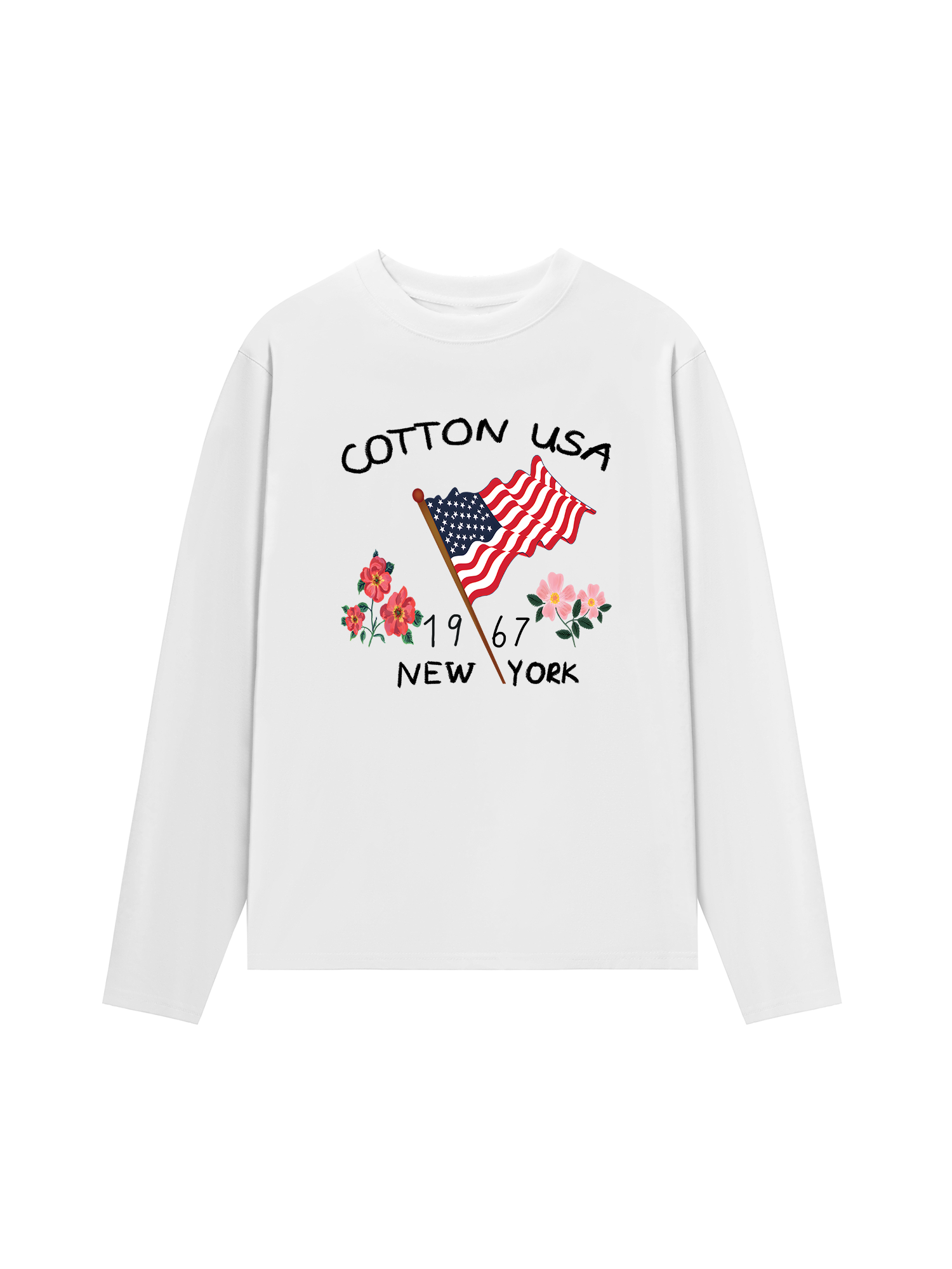 Áo Thun Dài Tay USA Floral Cotton Usa
