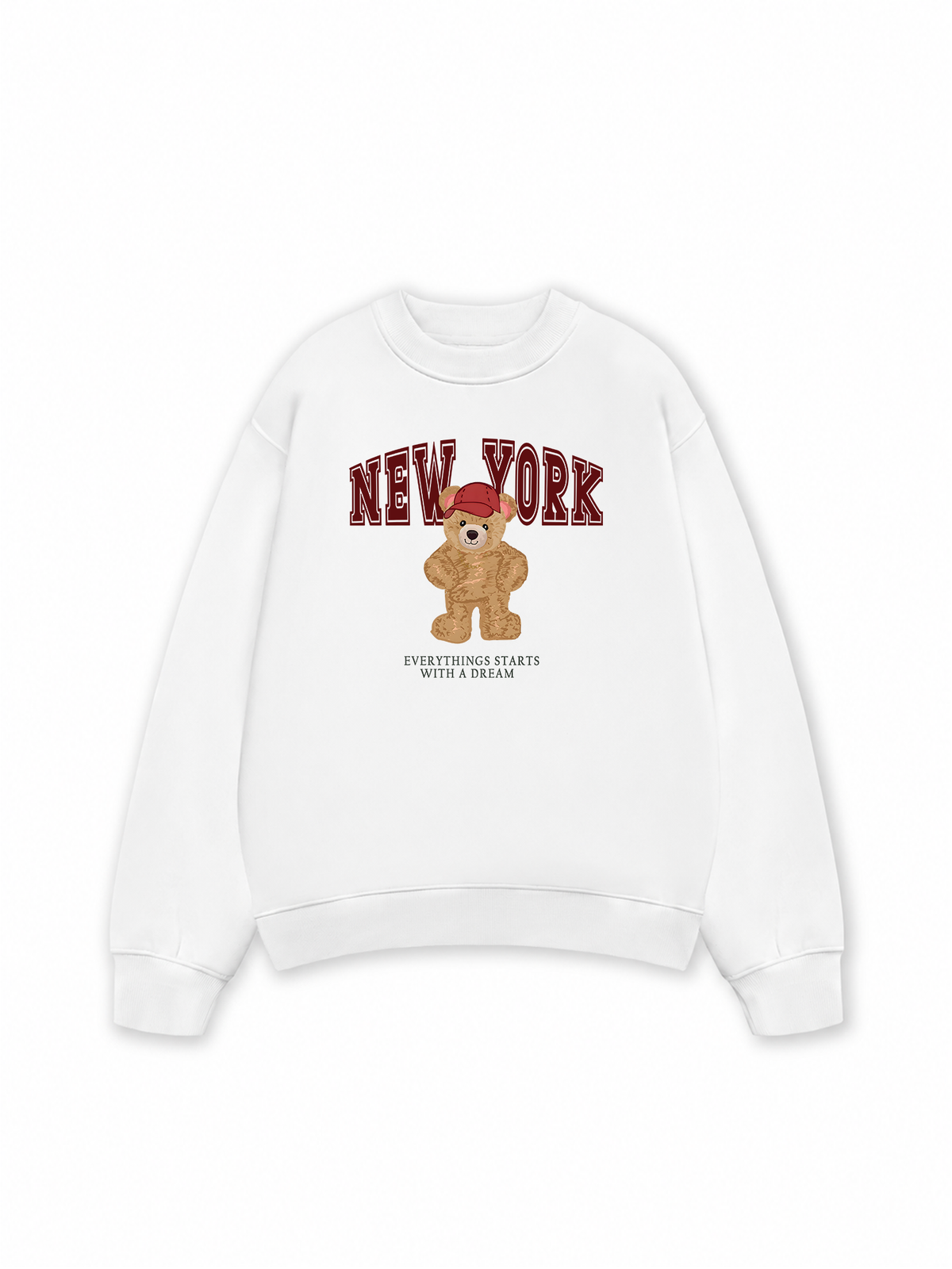 Áo Sweater Nỉ Hai Da City New York Red Bear