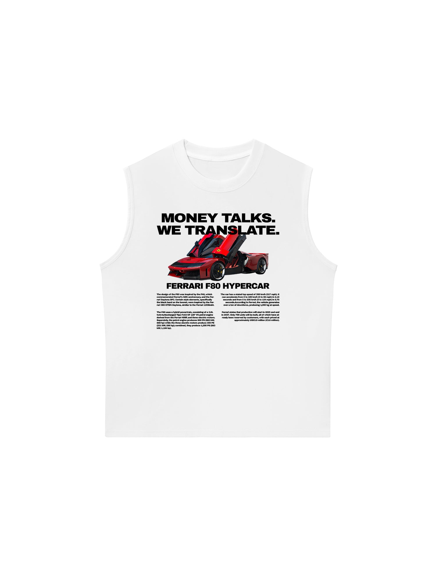Áo Ba Lỗ Relaxed Fit Ferrari Money Talks We Translate