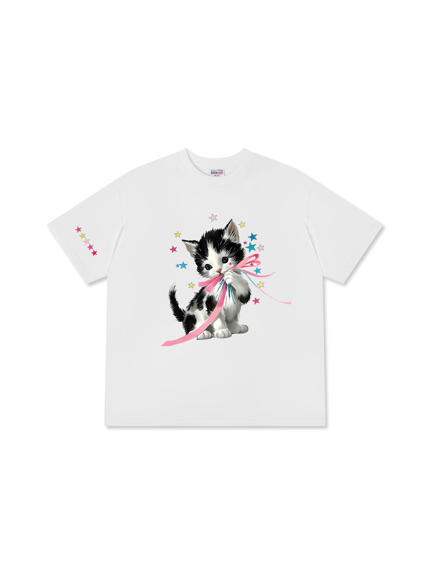 Áo Thun Relaxed Fit Soft Paw Cute Cat With Star