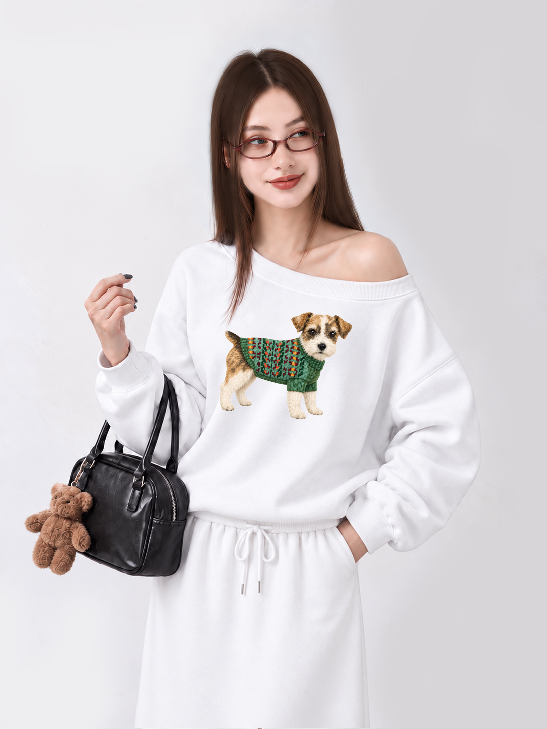 Áo Sweater Lệch Vai Nỉ Hai Da Little Buddy