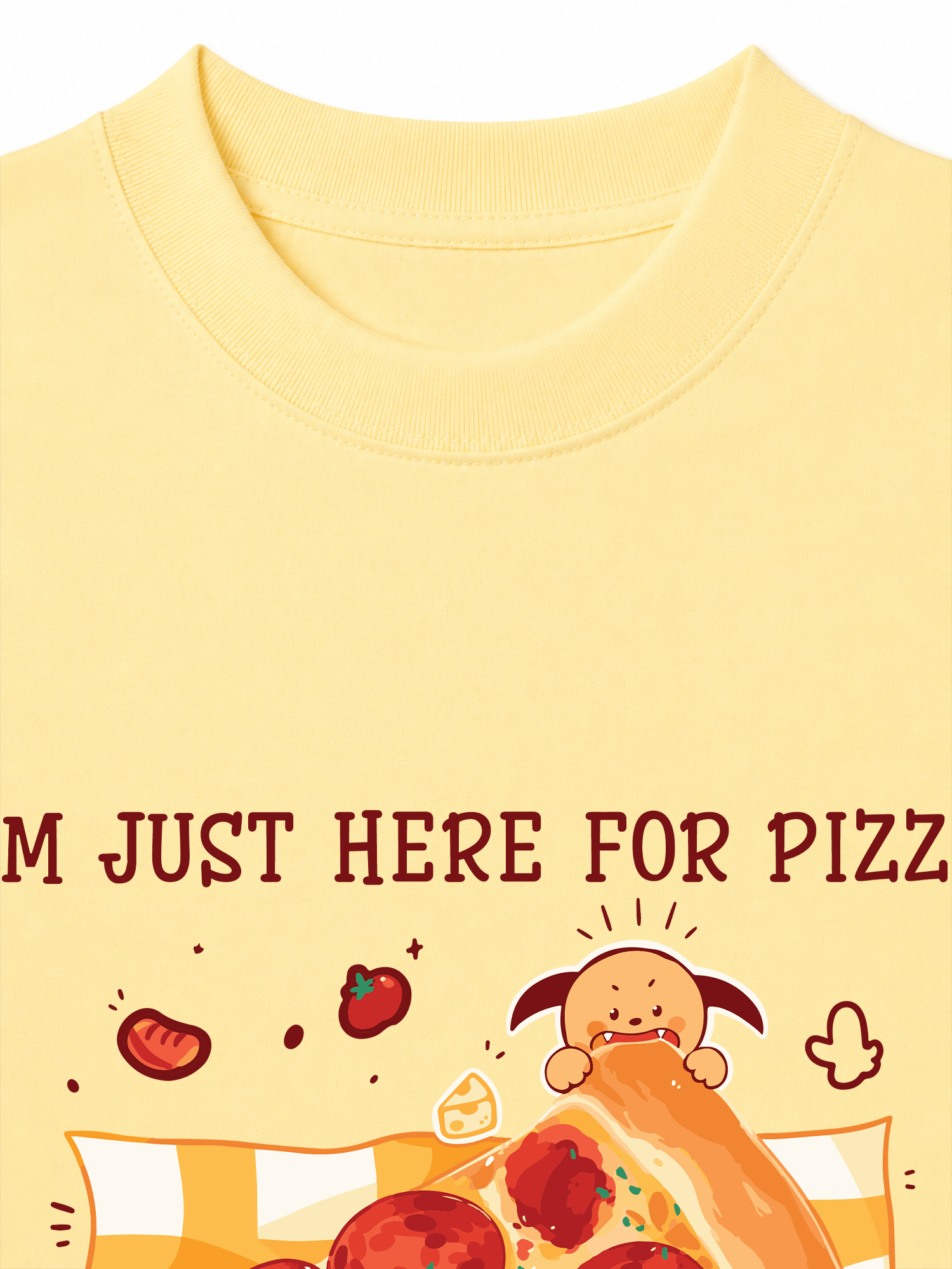 Áo Thun Relaxed Fit Yummy Mood I Just Here For Pizza