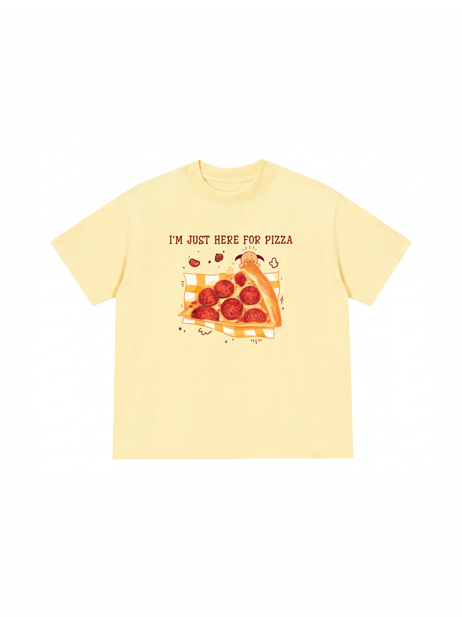 Áo Thun Relaxed Fit Yummy Mood I Just Here For Pizza