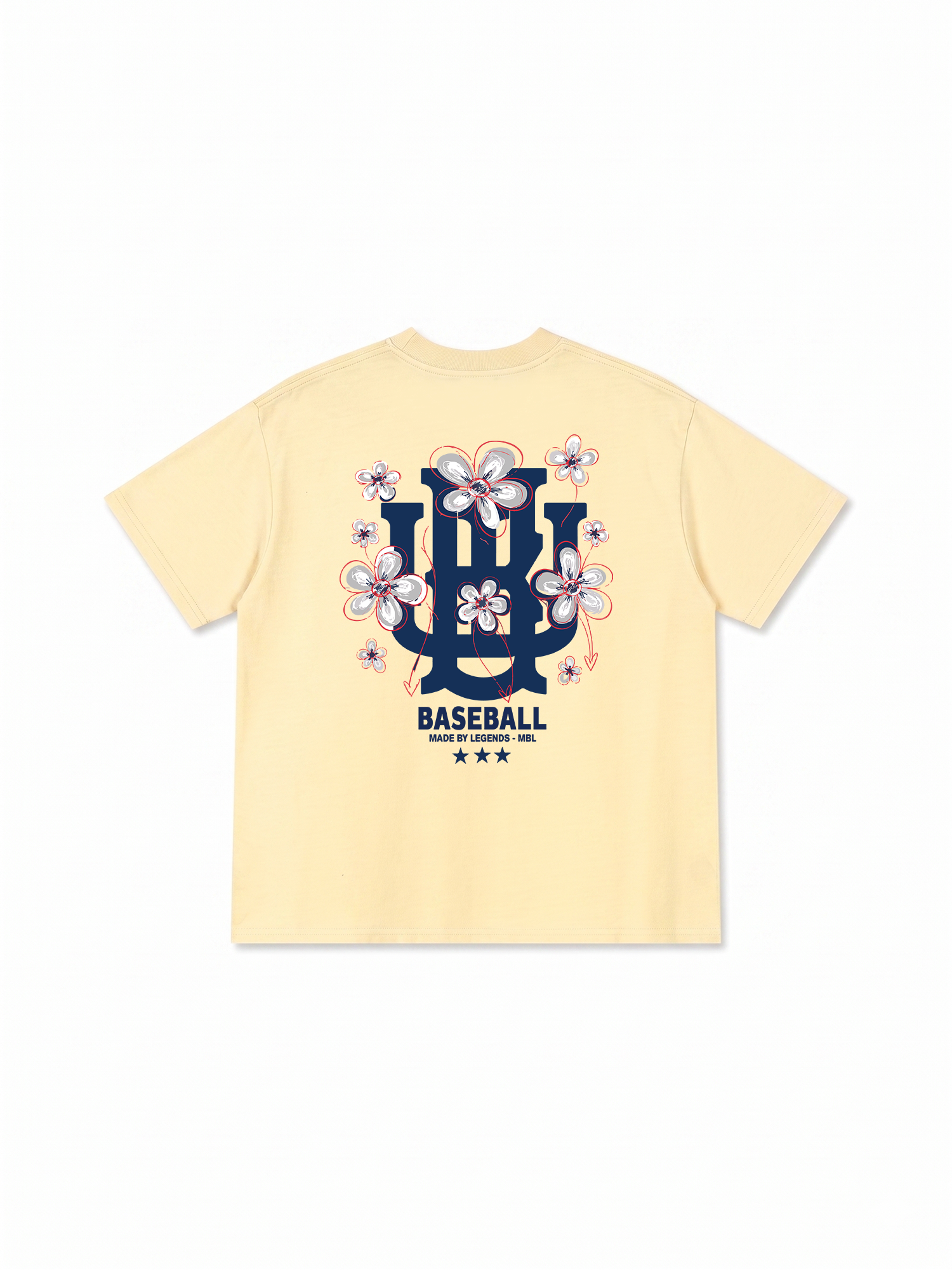 Áo Thun Relaxed Fit Master Baseball Blue White Flower
