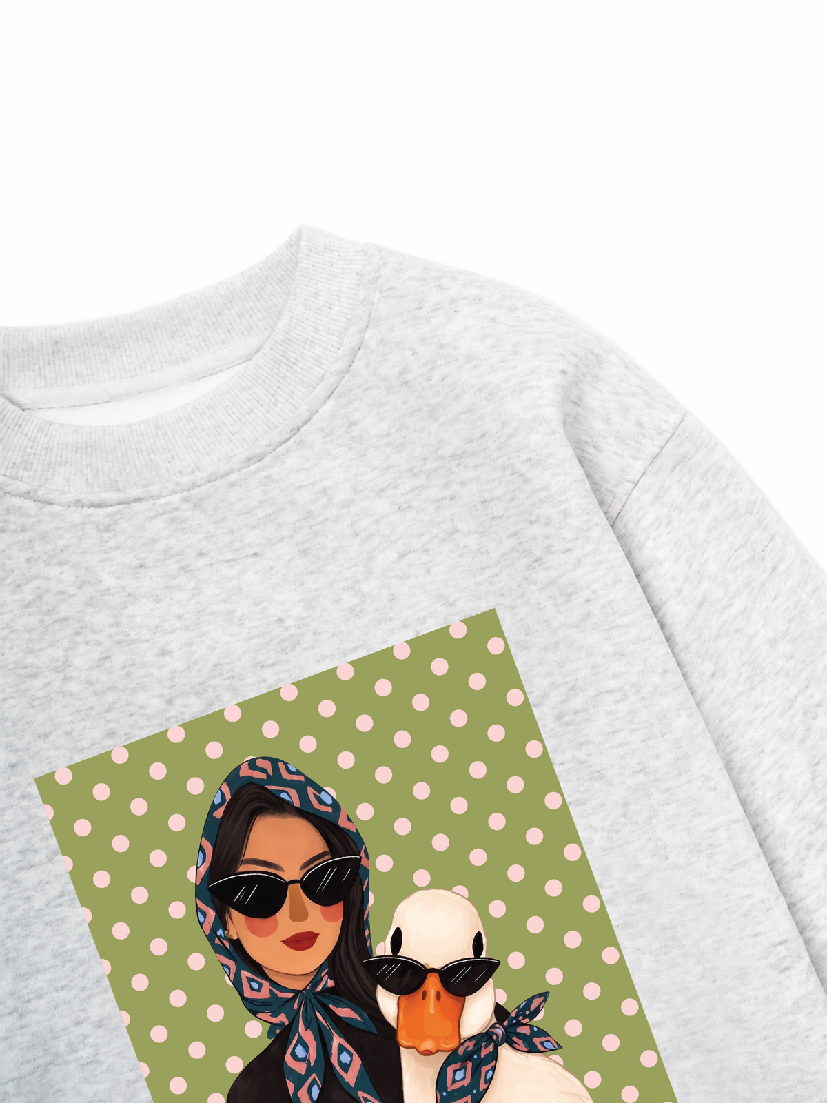 Áo Sweater Nỉ Hai Da Farm Cool Polka Dot Duck