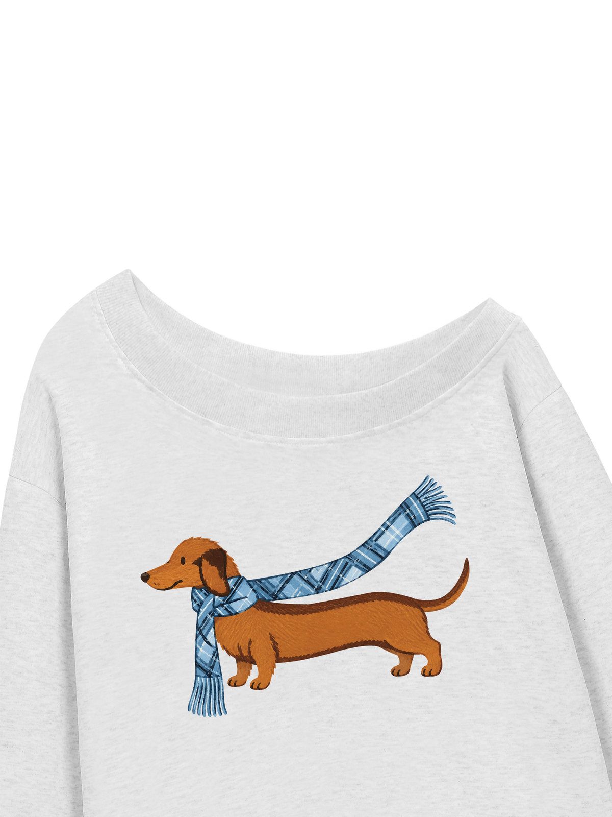 Áo Sweater Lệch Vai Nỉ Hai Da Blue Plaid Outfit Puppy