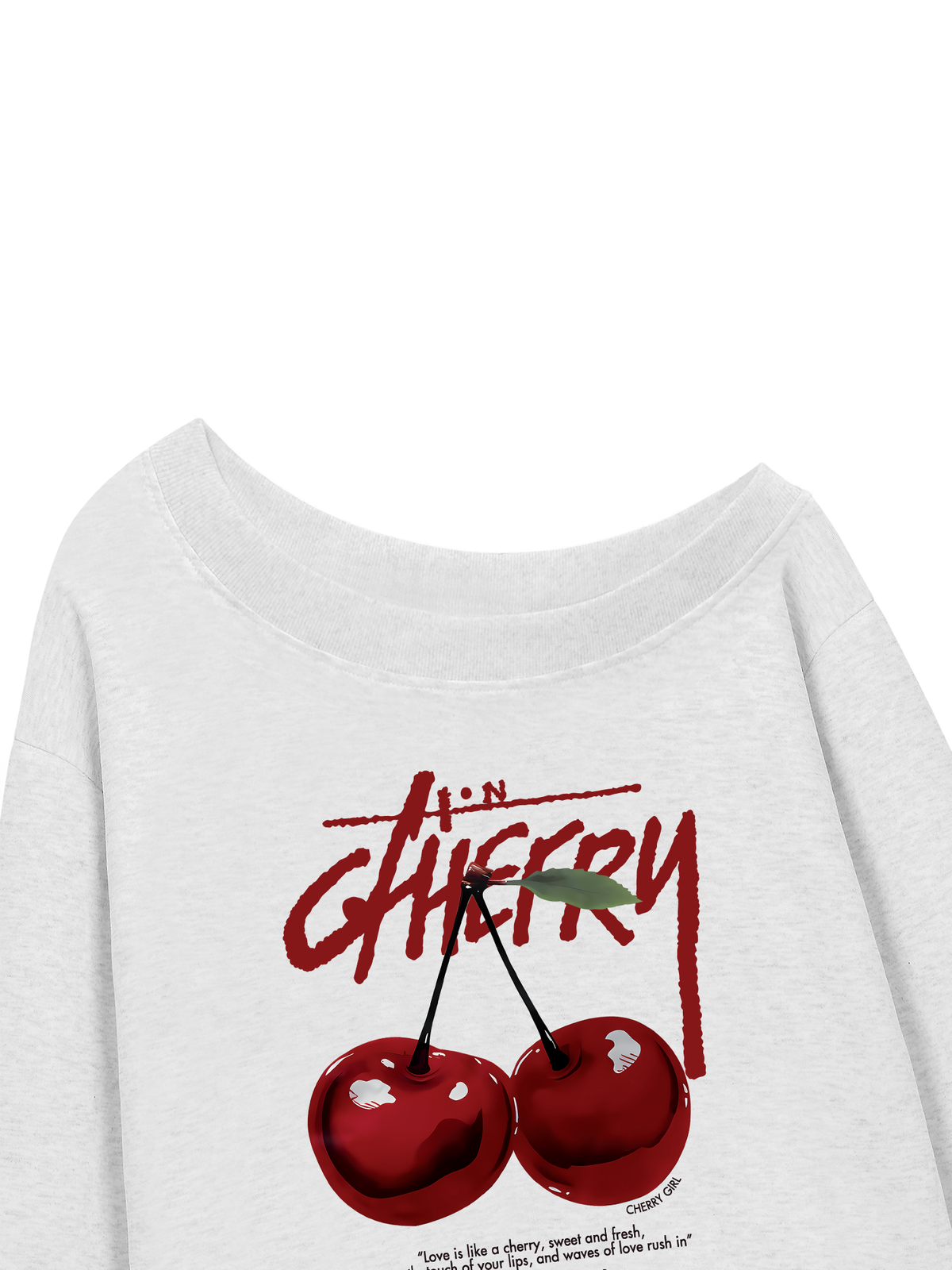 Áo Sweater Lệch Vai Nỉ Hai Da Cherry X Cotton USA Love