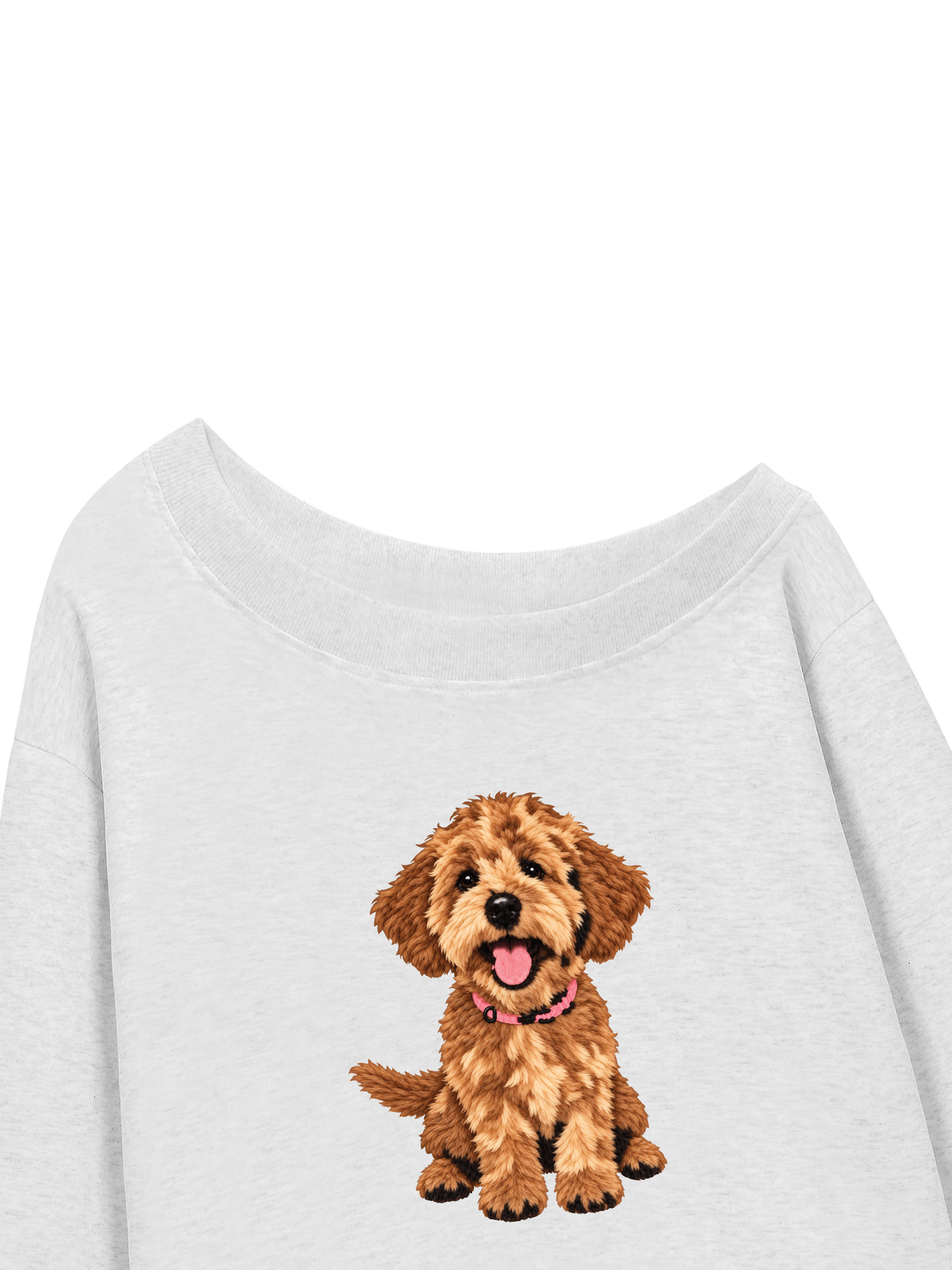 Áo Sweater Lệch Vai Nỉ Hai Da Cute Brown Puppy