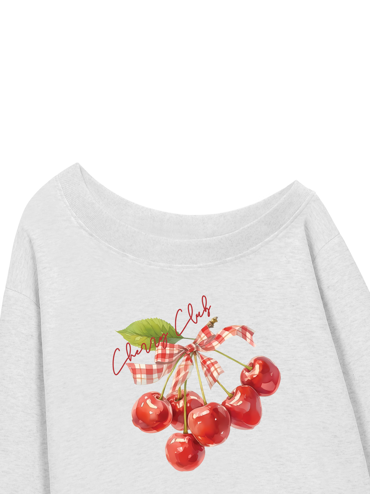 Áo Sweater Lệch Vai Nỉ Hai Da Cherry Red Cherry Club