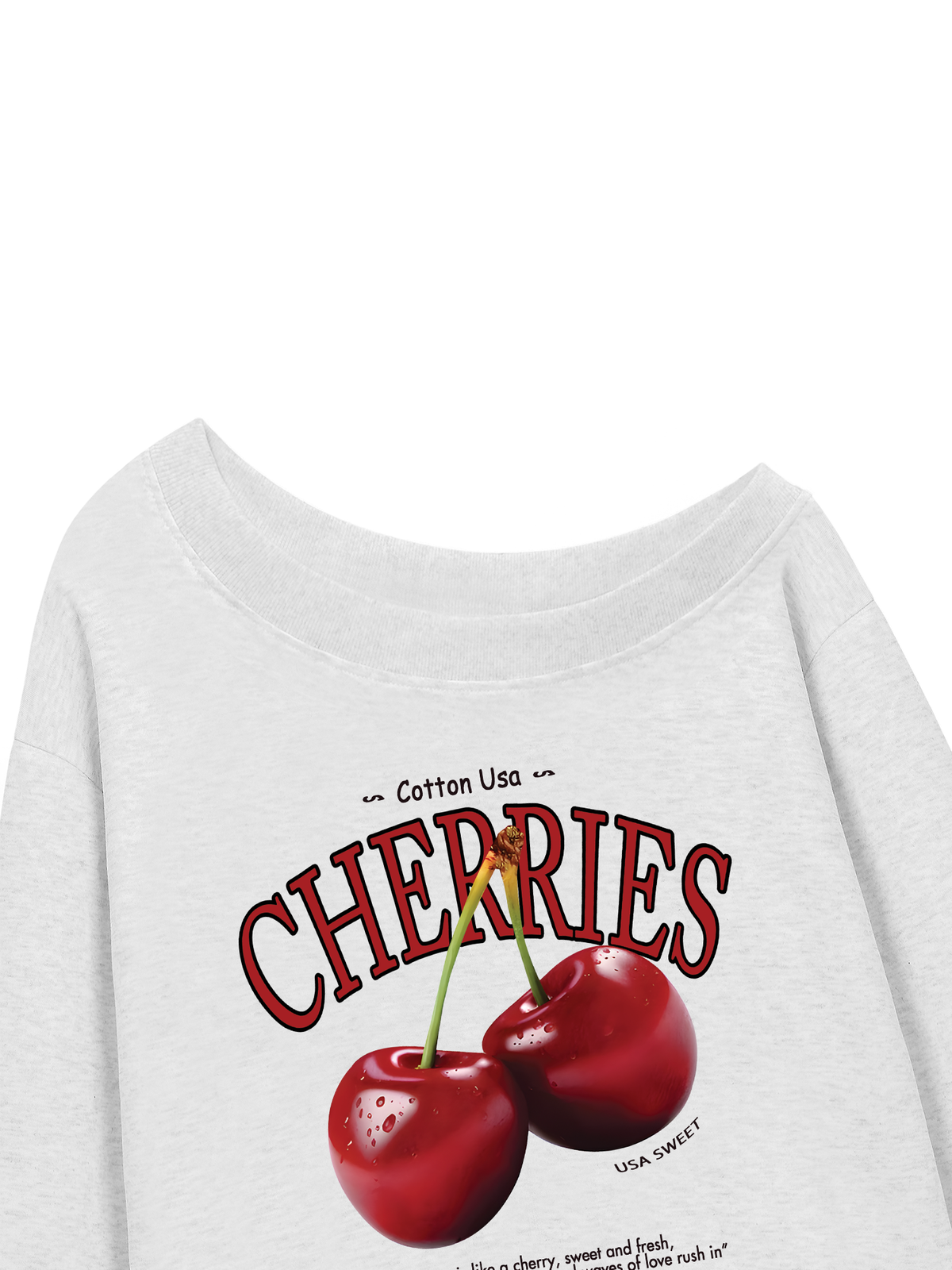 Áo Sweater Lệch Vai Nỉ Hai Da Tropical Cherries Sweet