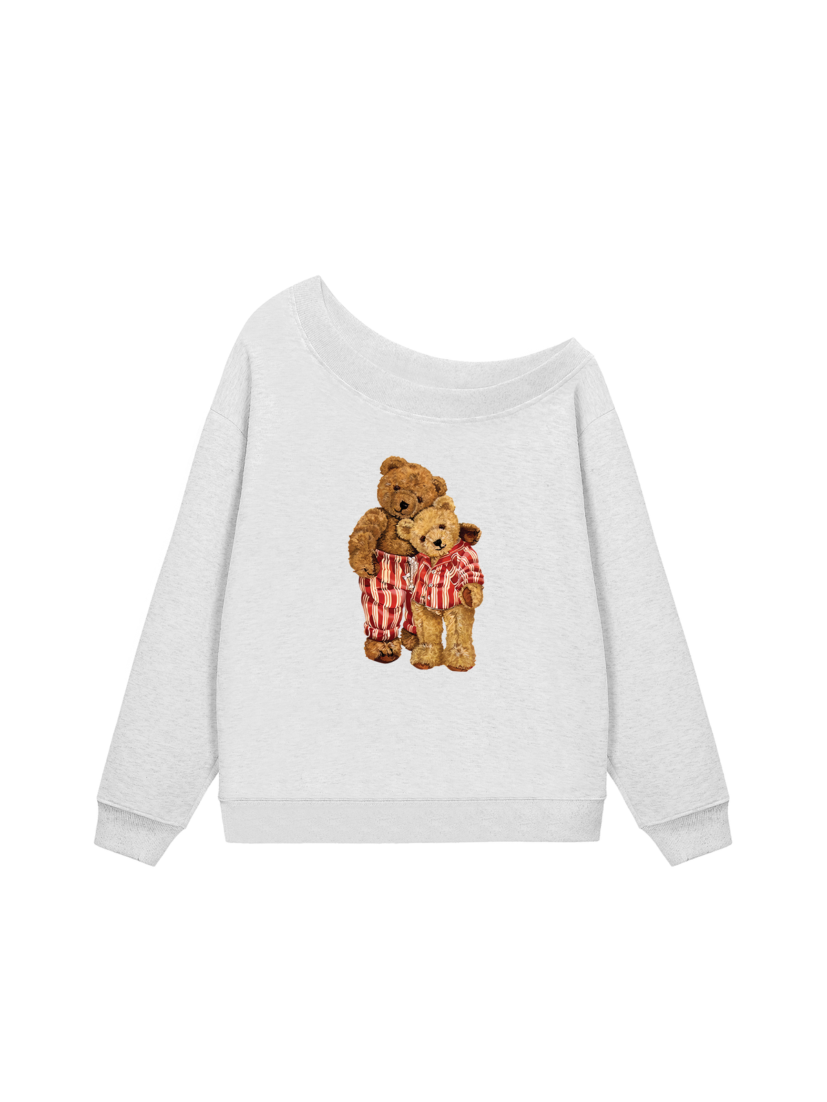 Áo Sweater Lệch Vai Nỉ Hai Da Couple Bear Go To Bed