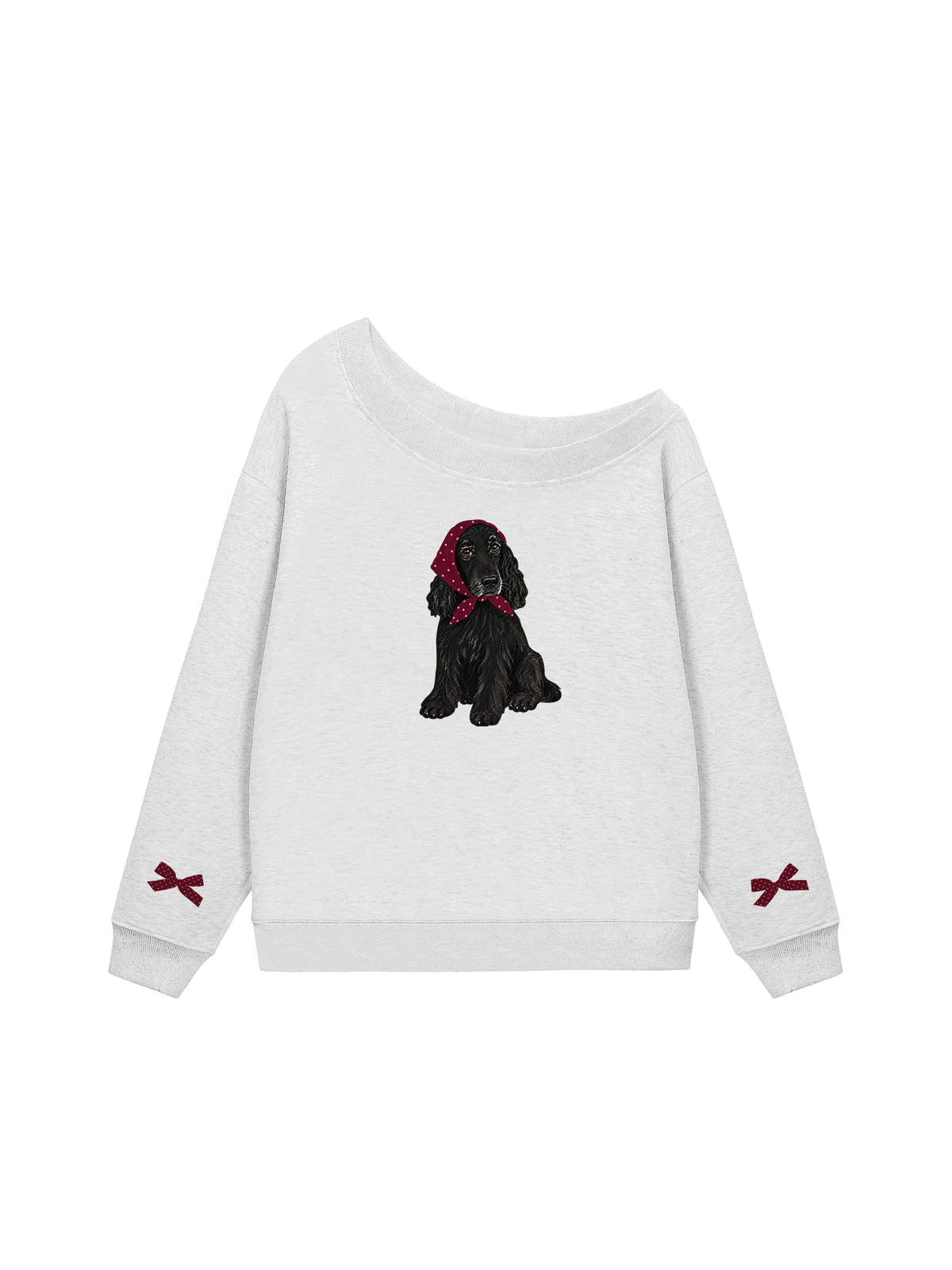 Áo Sweater Lệch Vai Nỉ Hai Da Burgundy Badana Puppy
