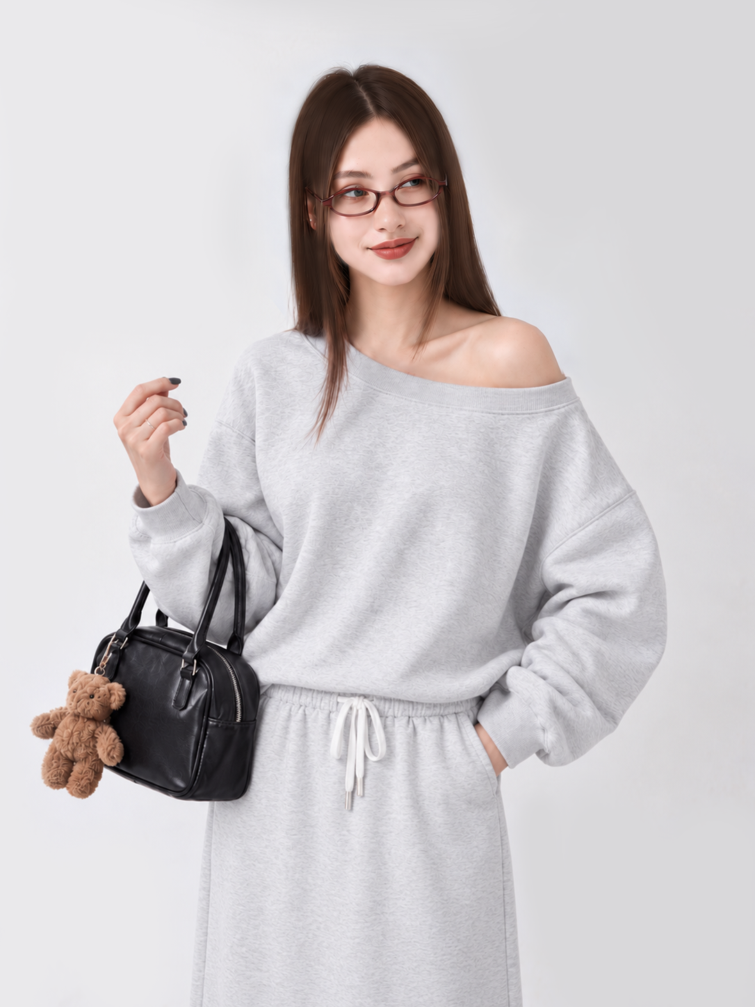 Áo Sweater Lệch Vai Nỉ Hai Da Cotton USA Basic