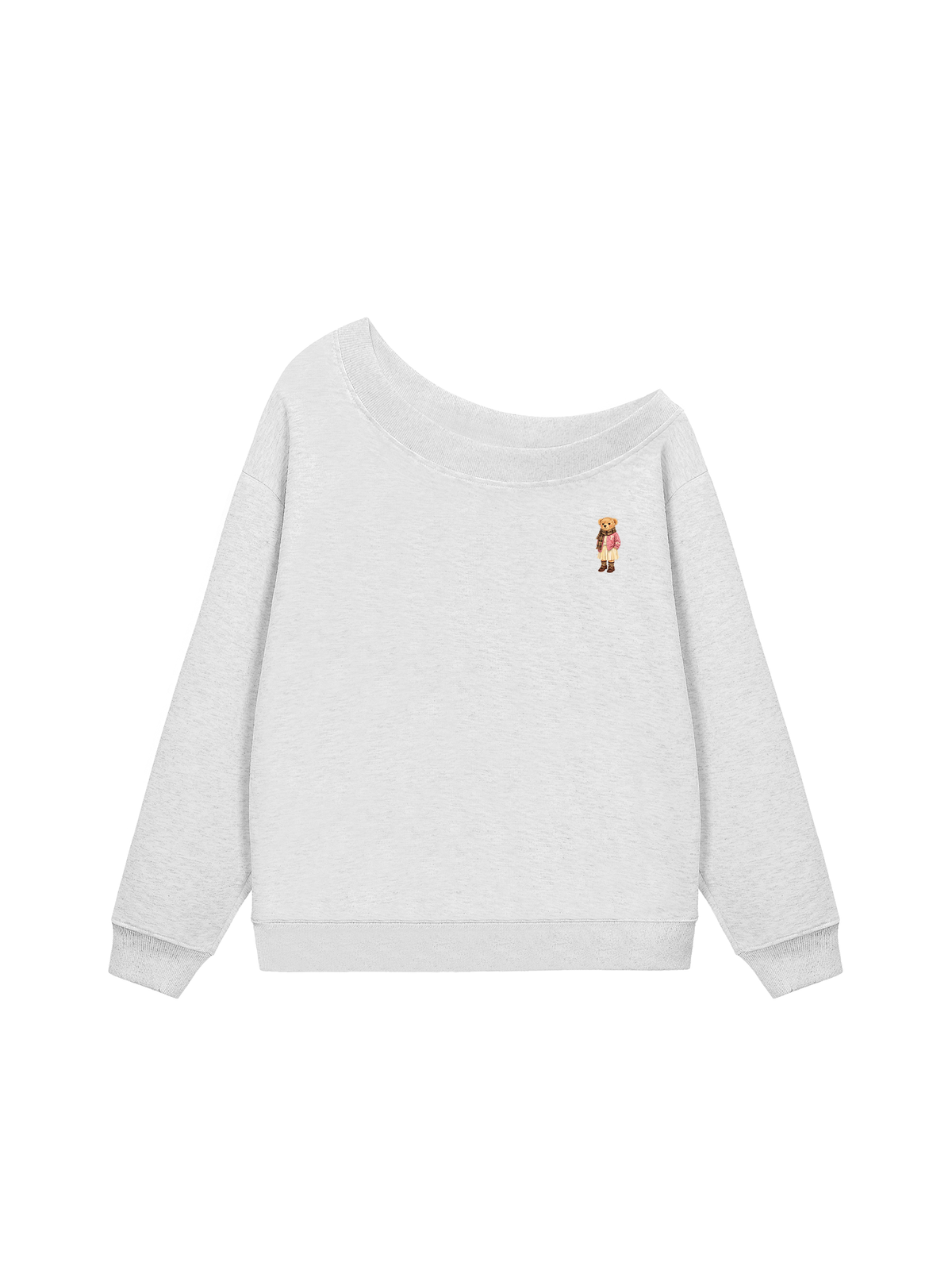 Áo Sweater Lệch Vai Nỉ Hai Da Pink Girl Bear